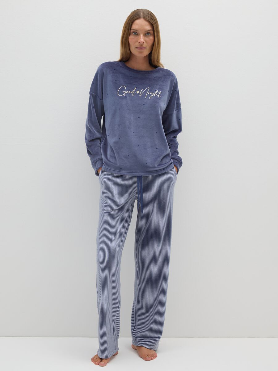 Pantaloni pigiama a righe multicolor con coulisse regolabile_0
