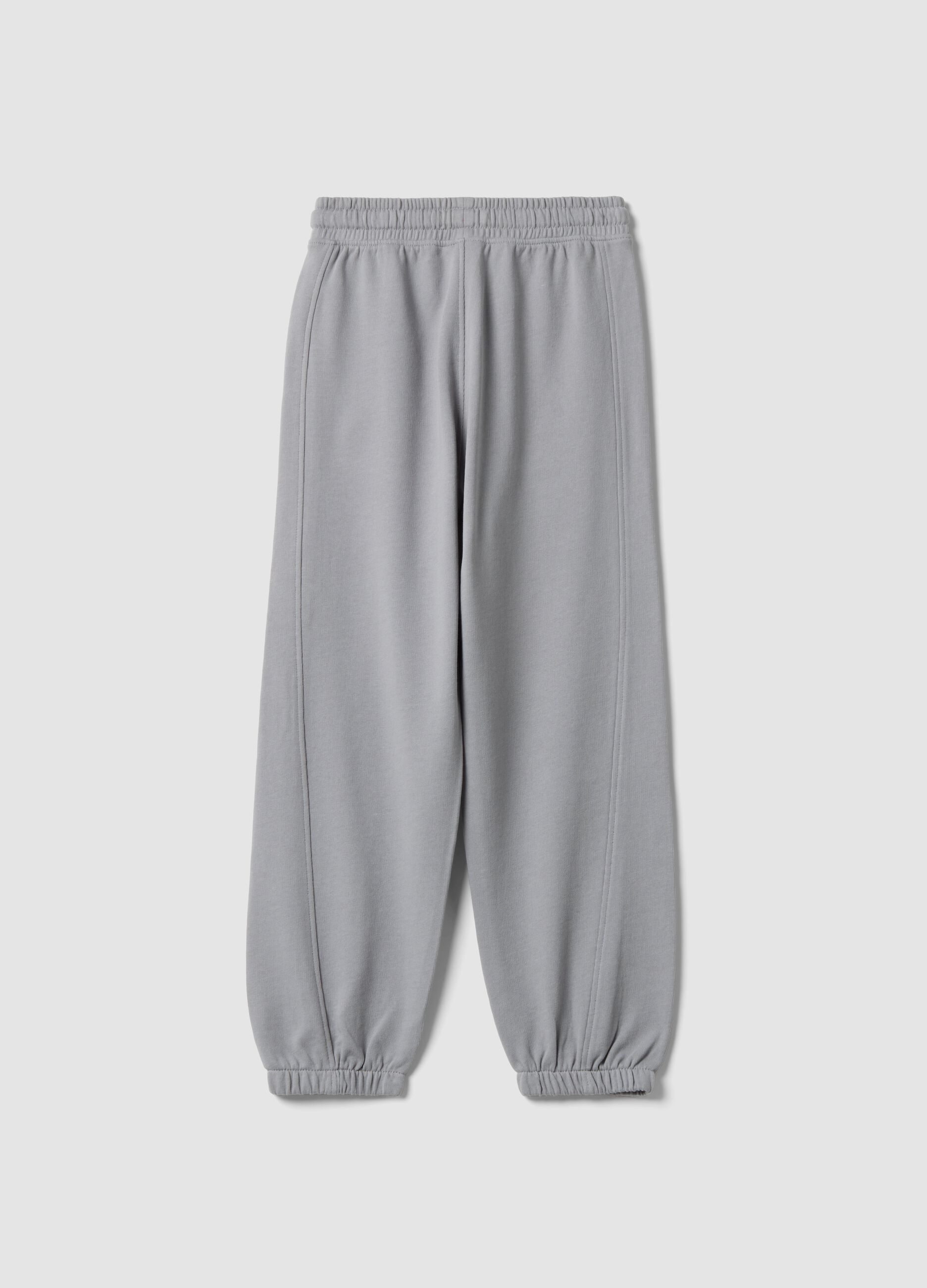 Pantaloni jogger grigi in puro cotone con fondo elastico