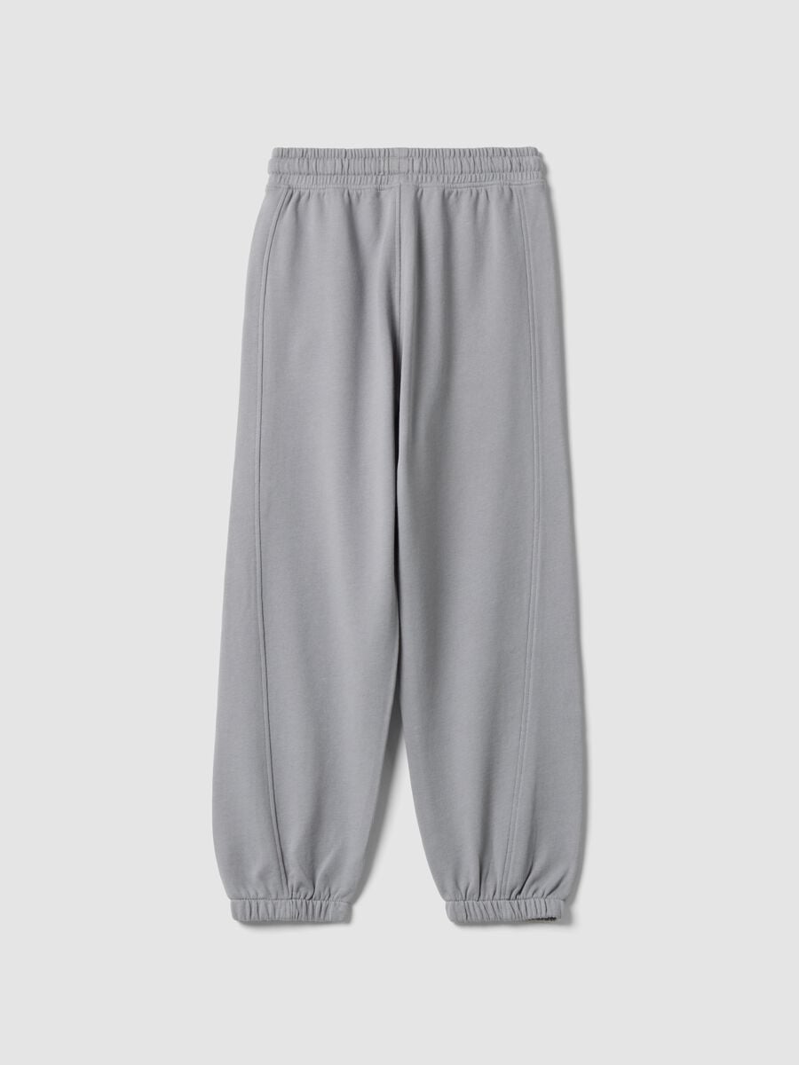 Grey pure cotton joggers with elasticated cuffs_1