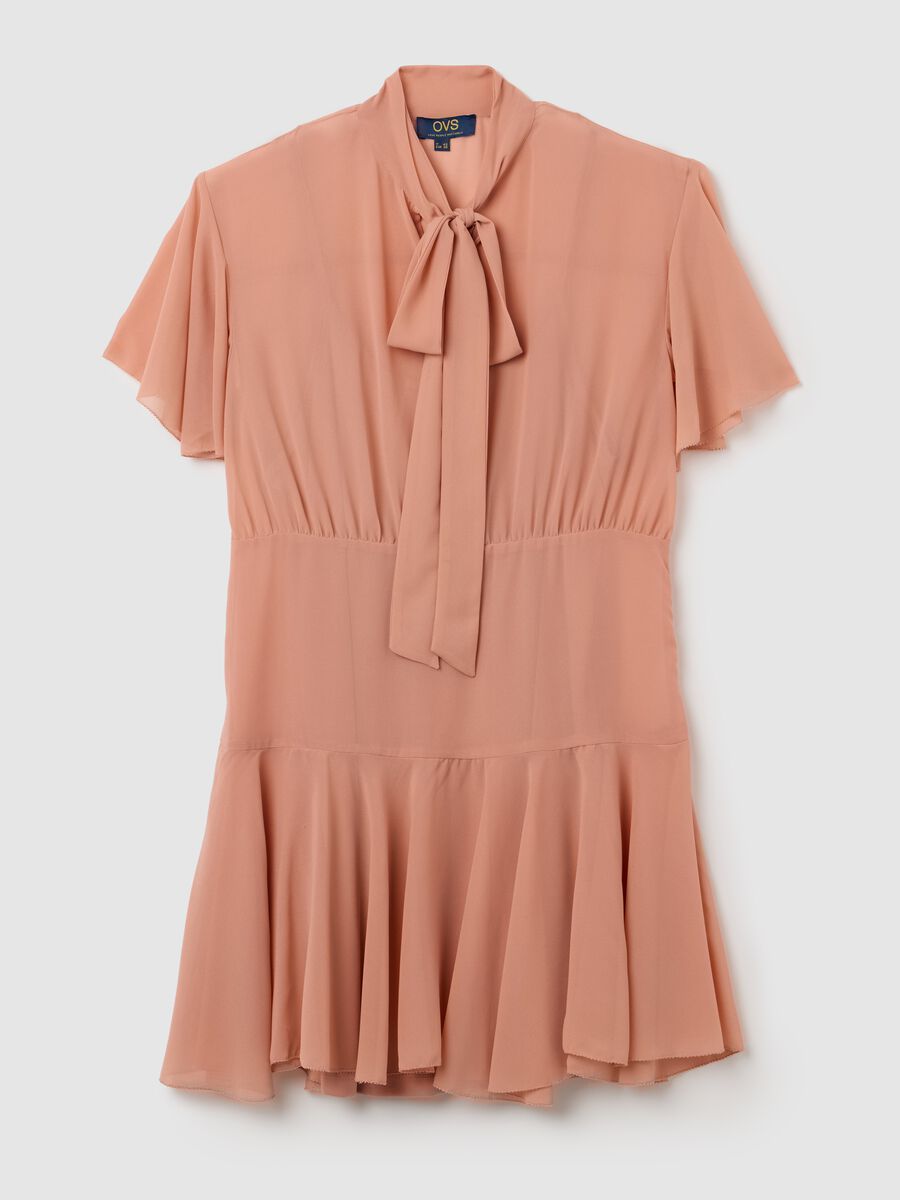 Pink georgette dress with bow_4