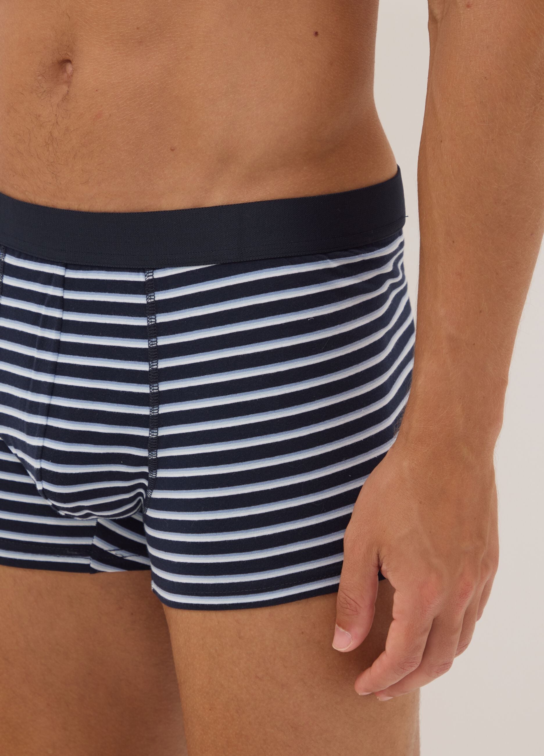 Five-pack of multicolour striped organic cotton boxer shorts