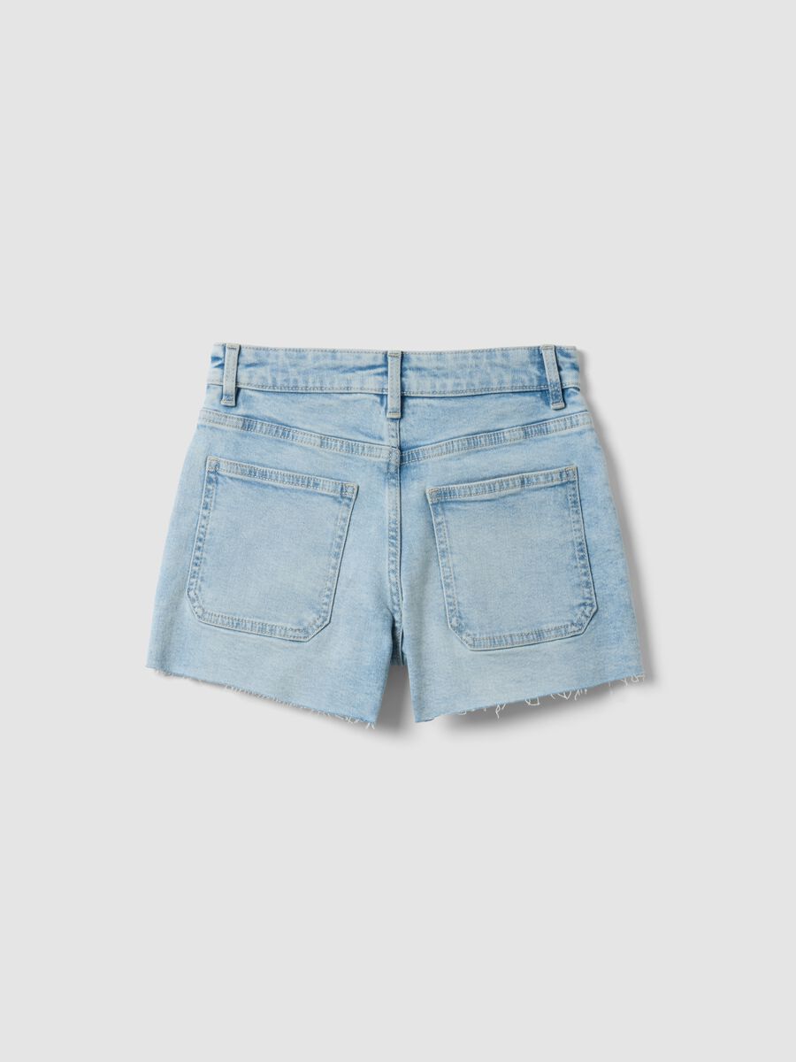 Shorts azzurri in cotone denim elasticizzato per ragazze_4