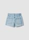 Light blue stretch denim cotton shorts for girls_4