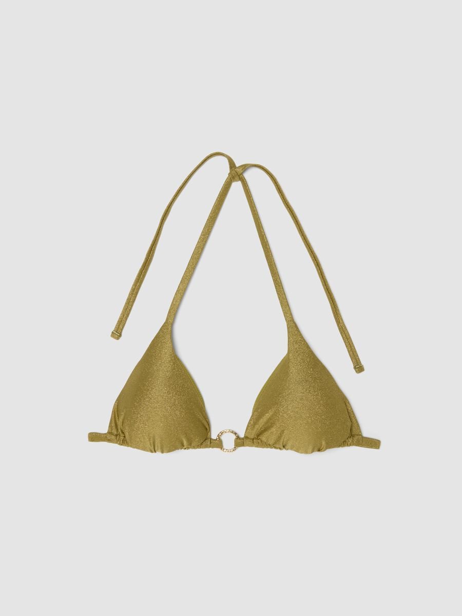 Top bikini a triangolo elasticizzato verde con texture glitterata_4
