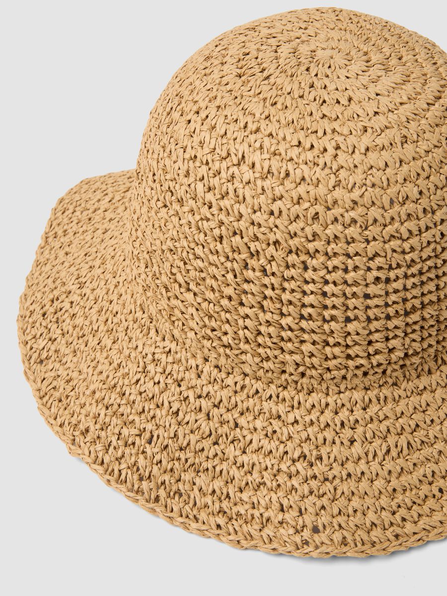 Cappello a cloche in puro tessuto carta beige_1