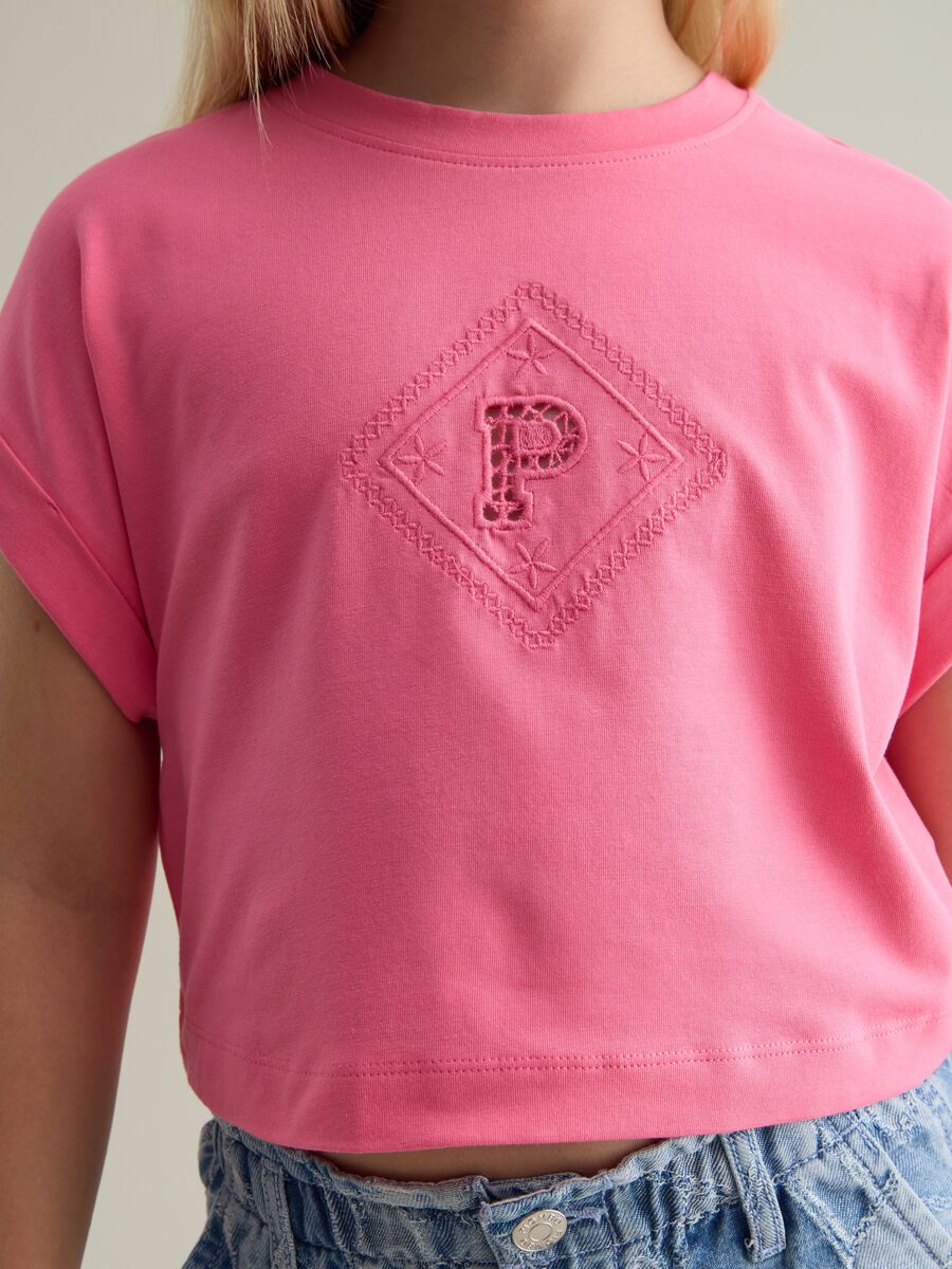 Girls' pink cotton t-shirt regular fit_2