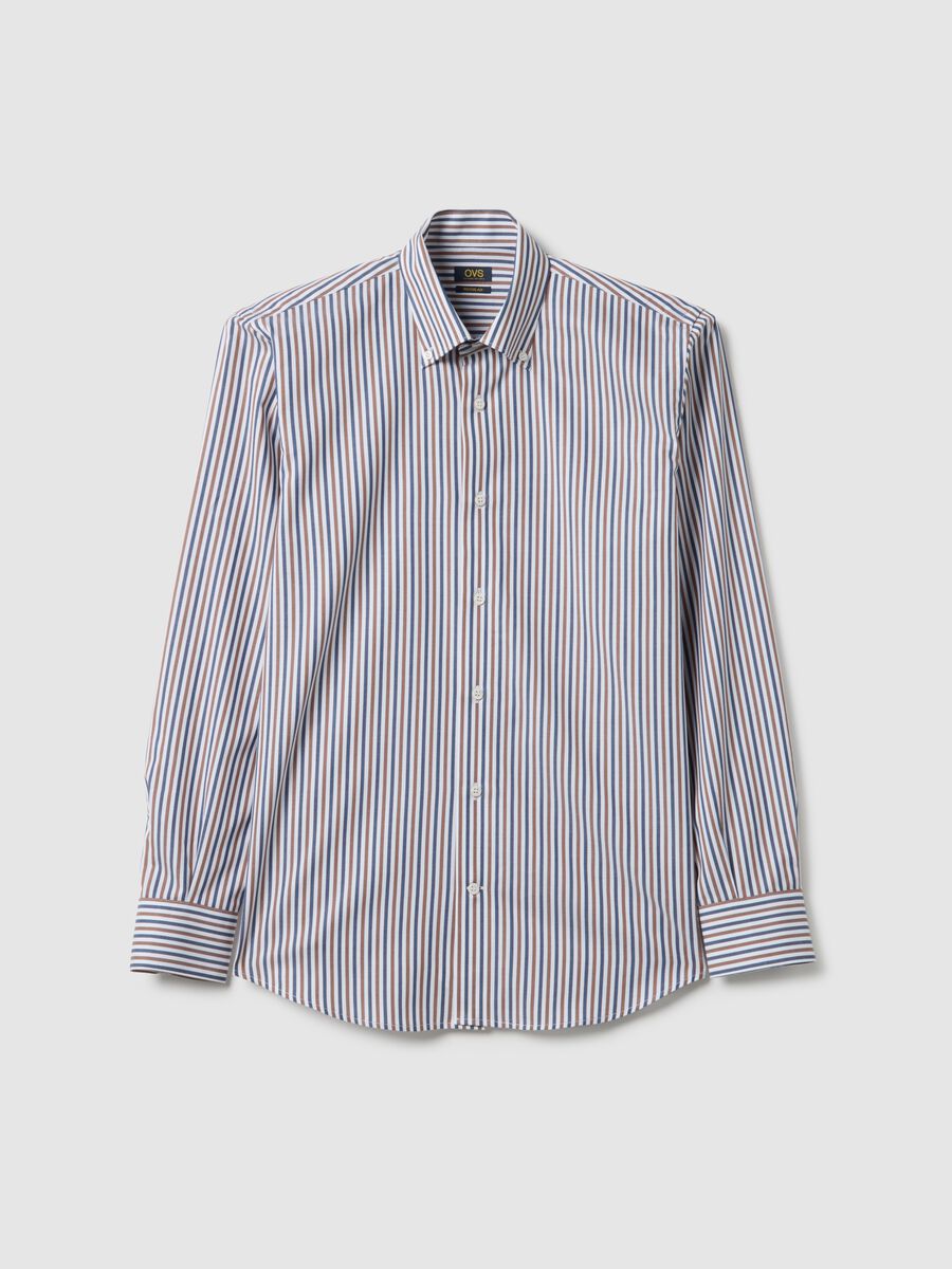 Multicolour Striped Pure Cotton Shirt Regular Fit_0