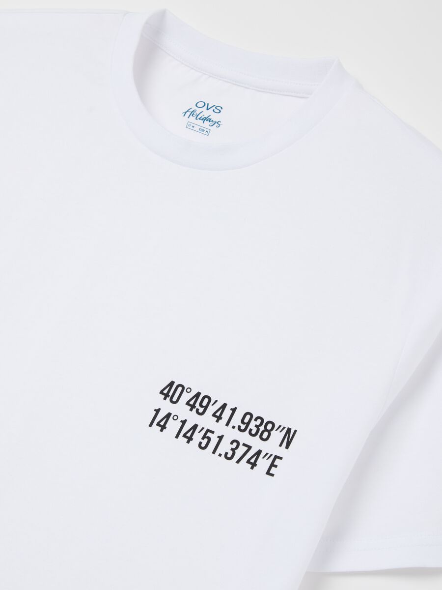 Cotton T-shirt with Castel Dell'Ovo coordinates print_5