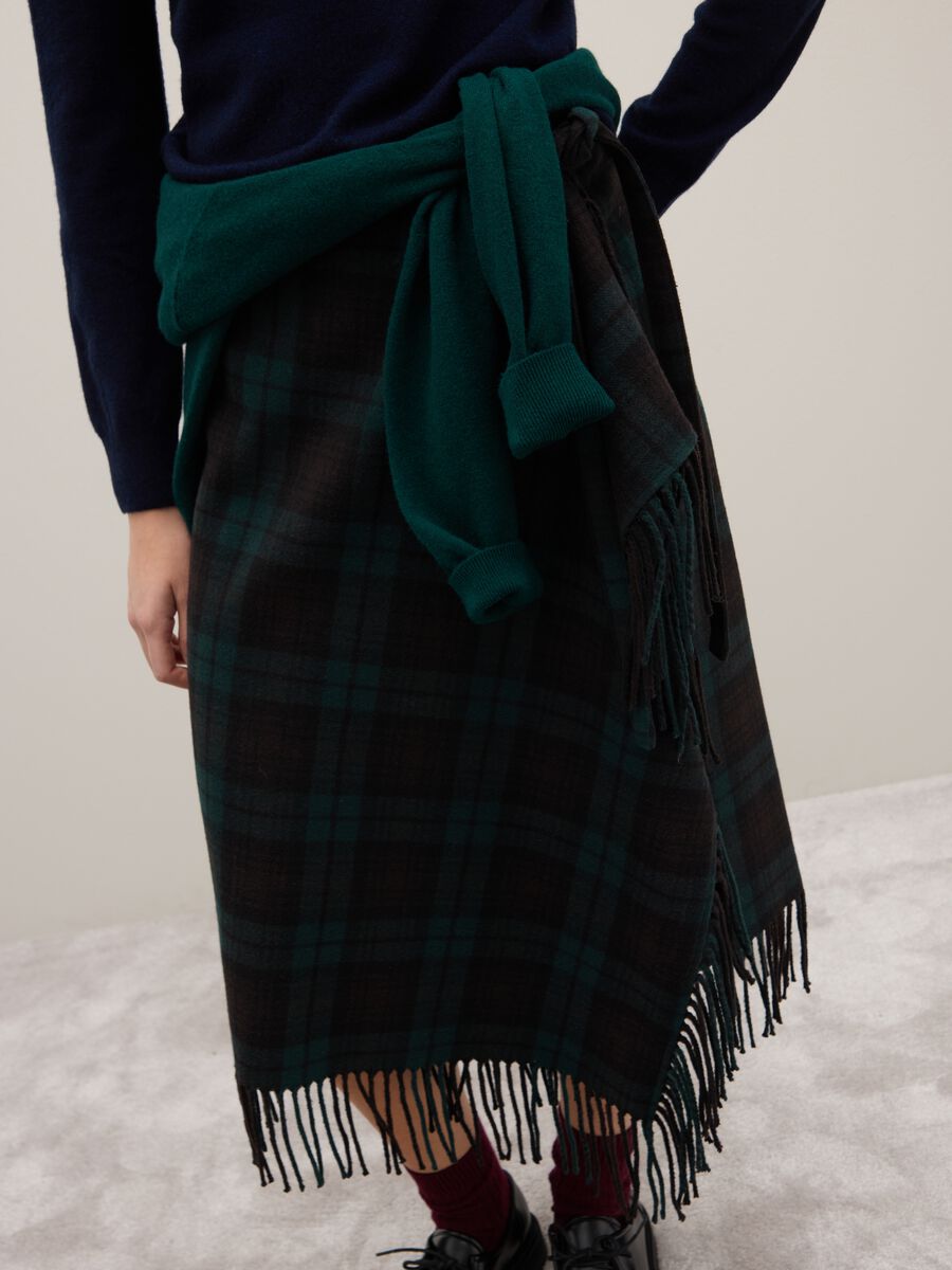 Gonna scozzese a quadri multicolor regular fit con frange_3