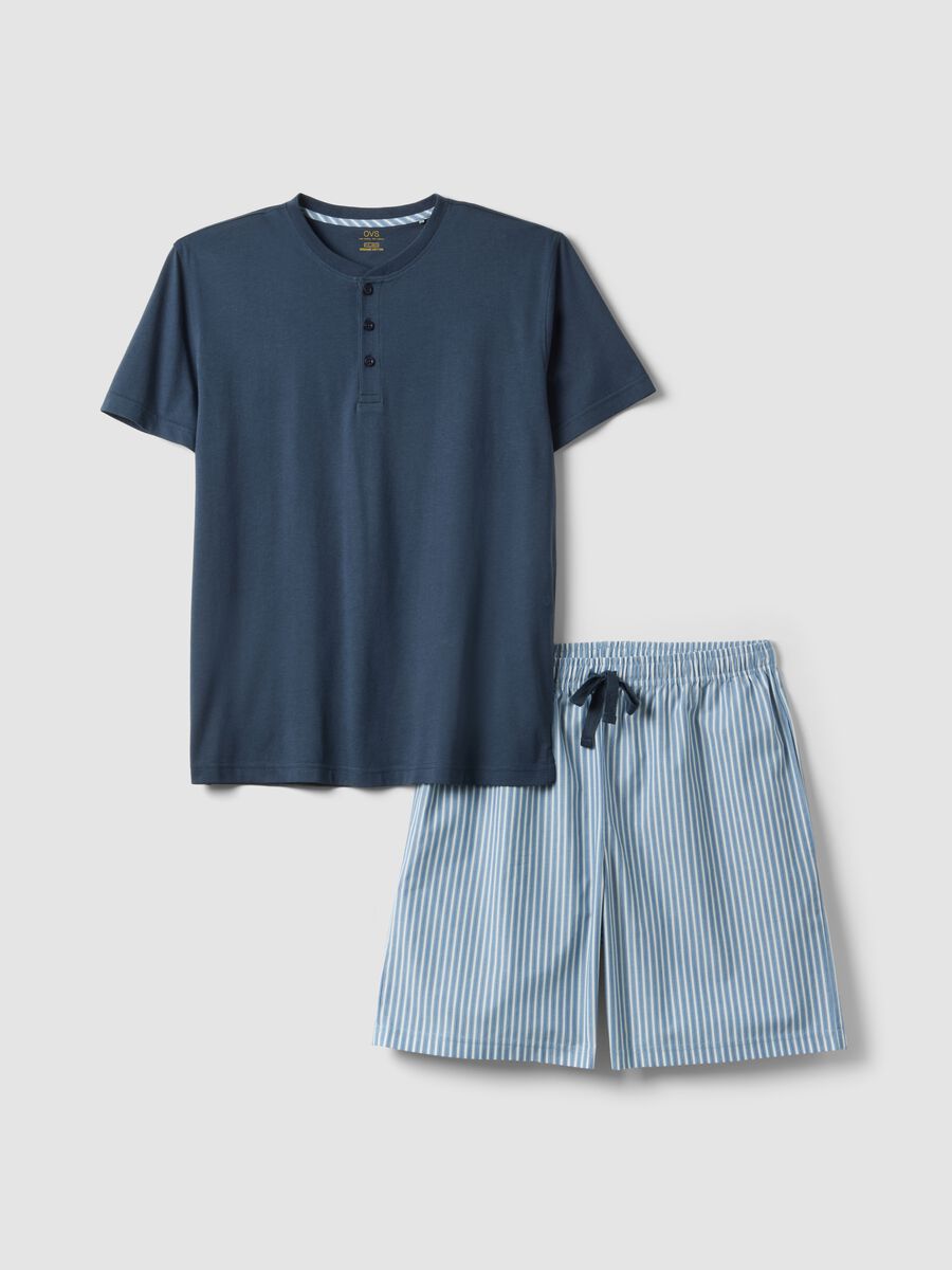 Pigiama corto in puro cotone multicolor regular fit_0