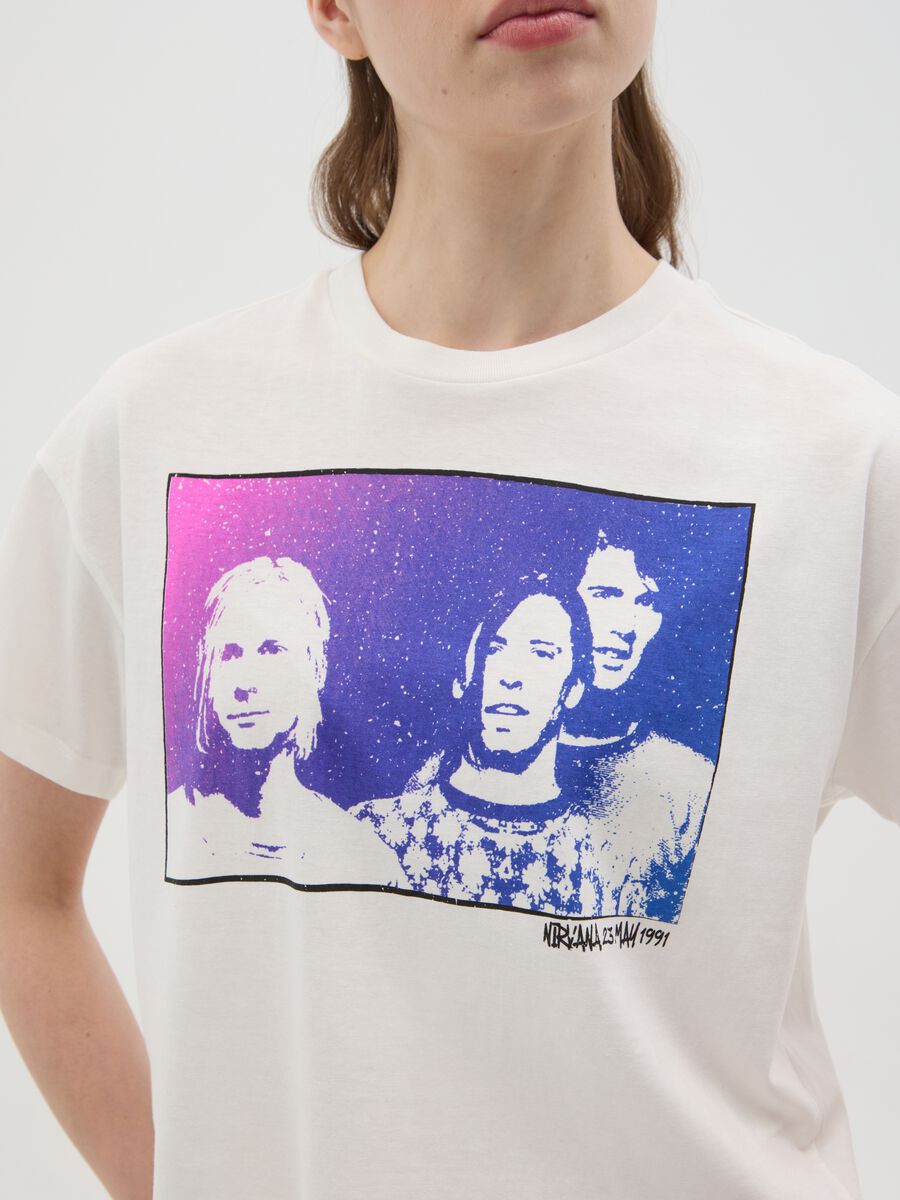 White boxy-fit T-shirt with Nirvana print_2