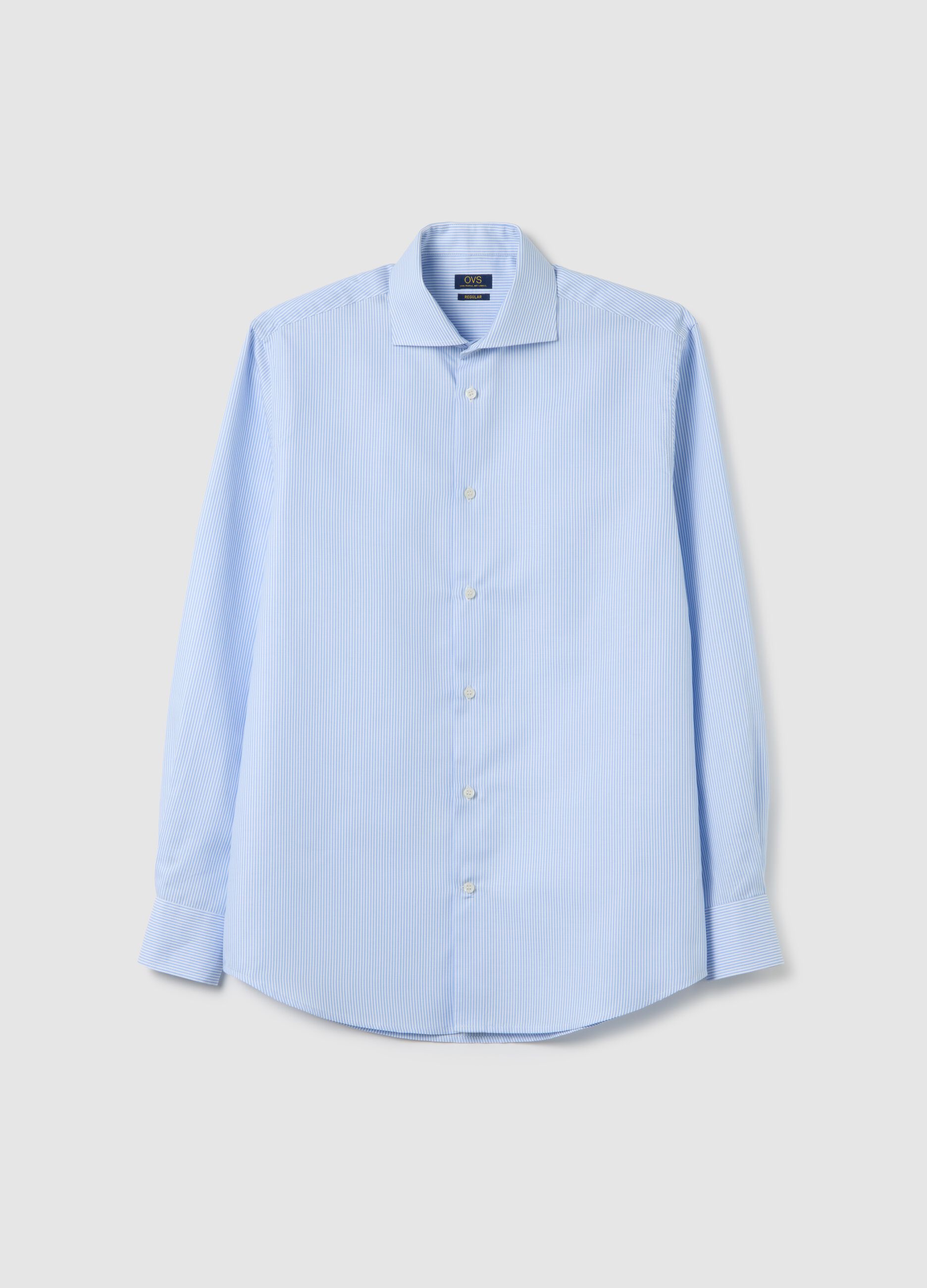 Camicia da uomo in puro cotone blu regular fit