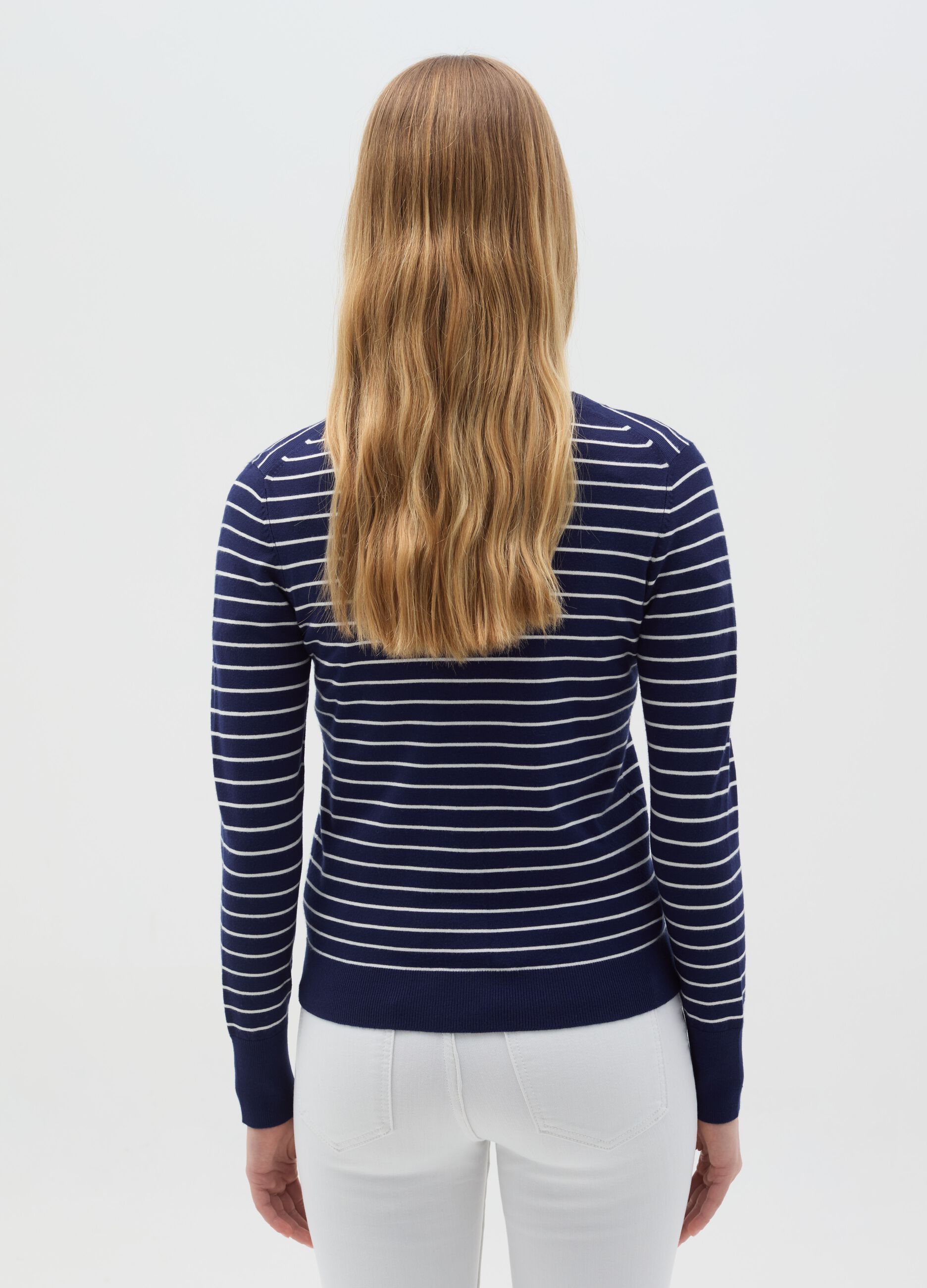 Cardigan with striped pattern