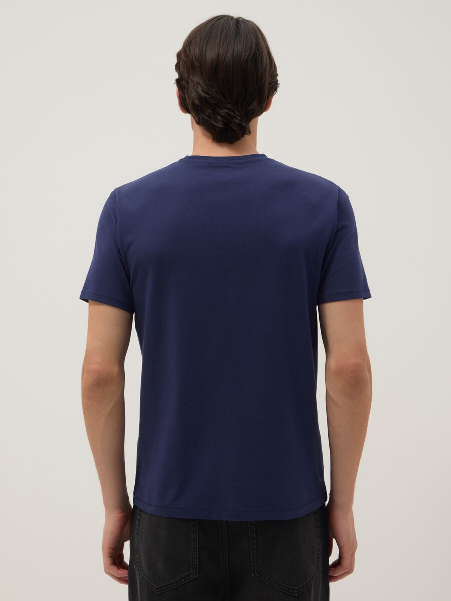 Blue Slim Fit Stretch Cotton T-Shirt_2