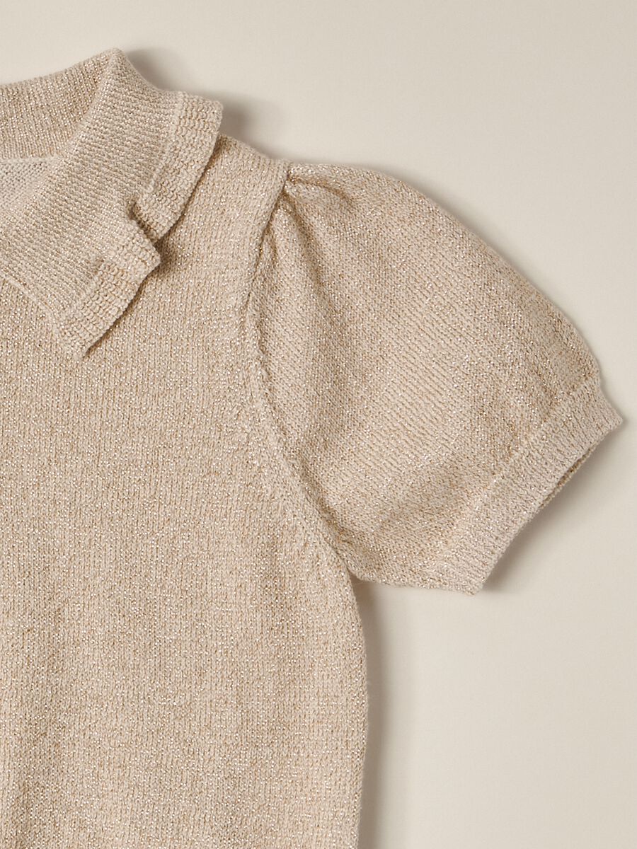 IANA newborn girl knit polo shirt in cotton blend_2