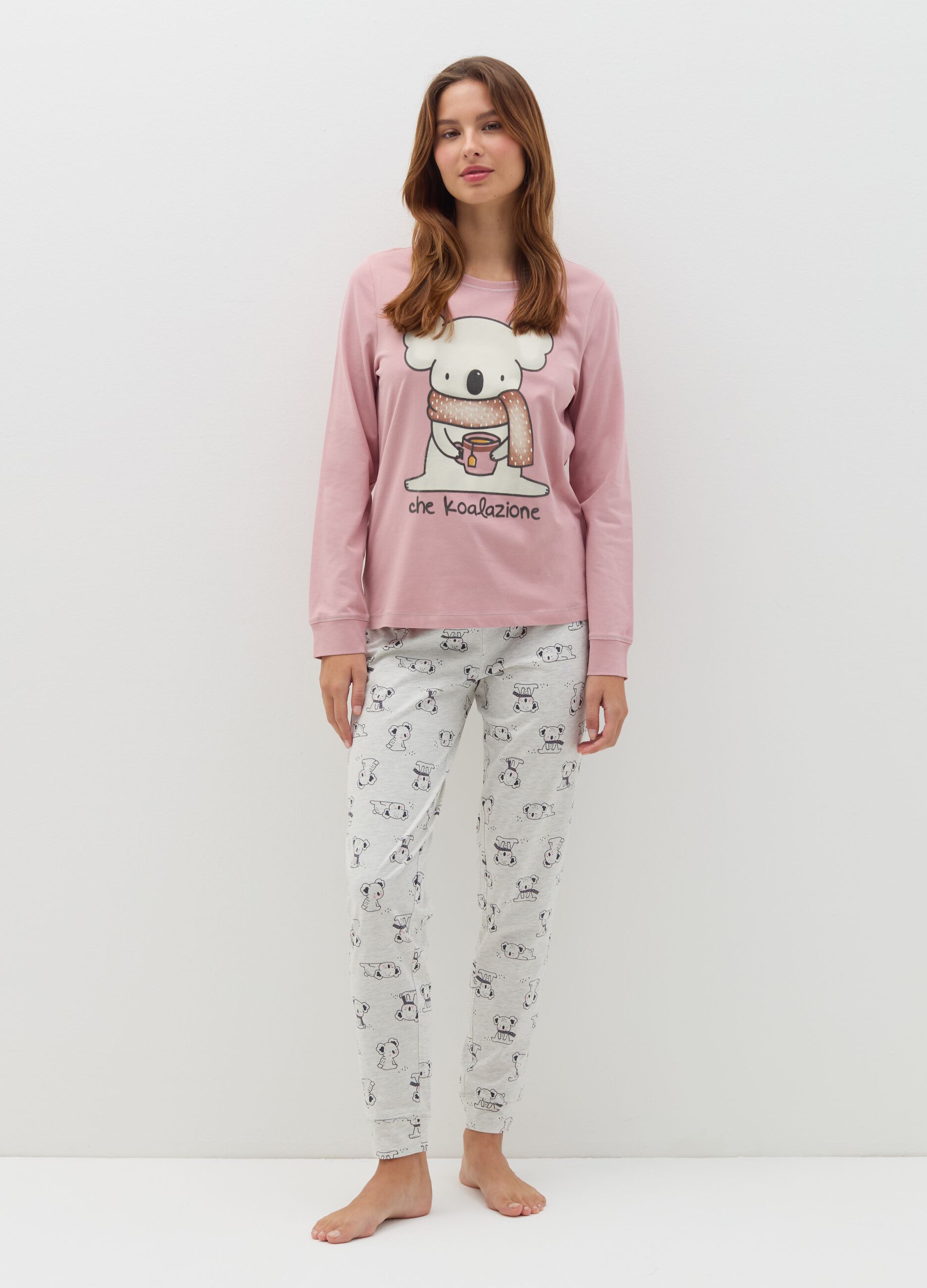 Pyjamas in organic cotton with "che koalazione" print