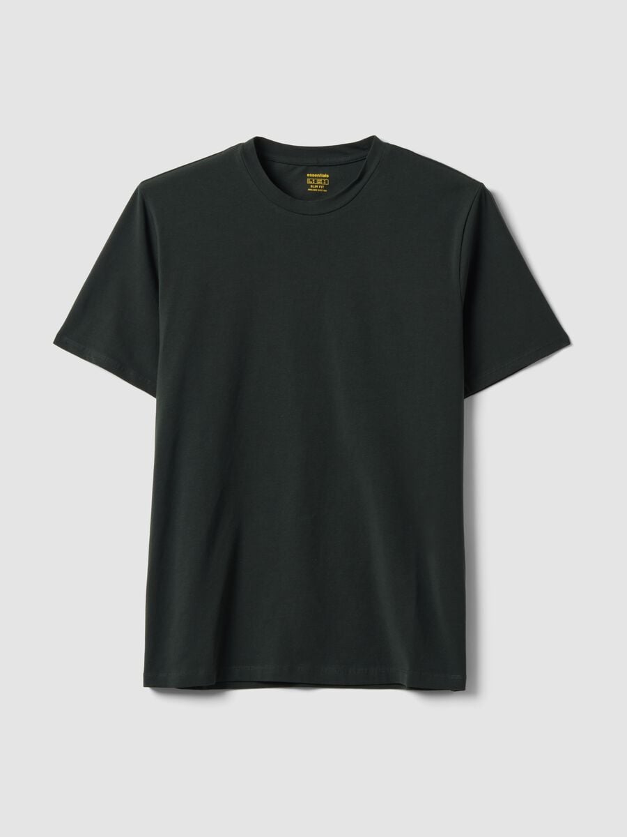 T-shirt verde in cotone organico a maniche corte slim fit_0
