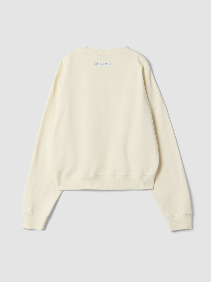 Beige pure cotton sweatshirt with Stitch print_6