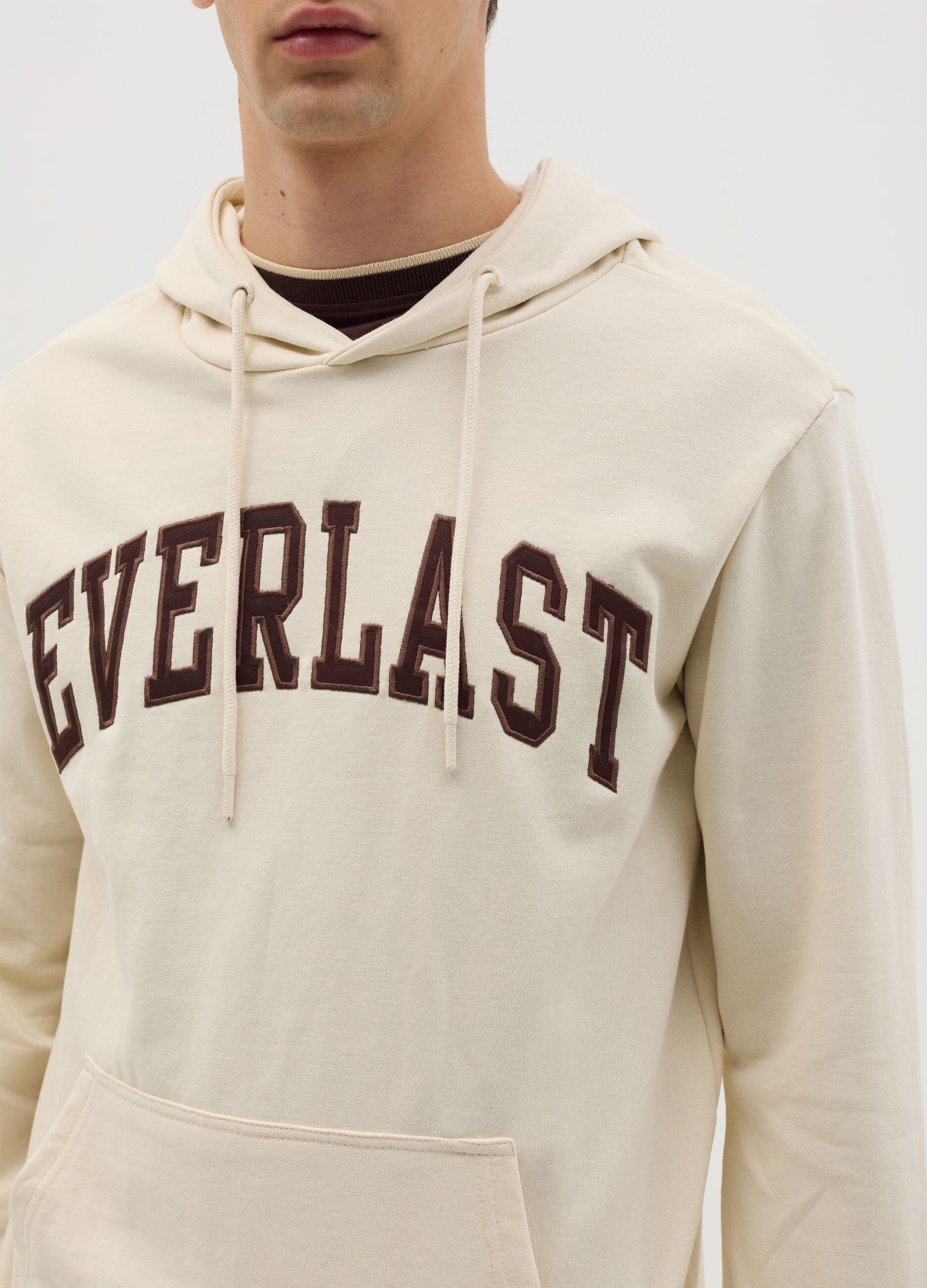 Beige sweatshirt with hood