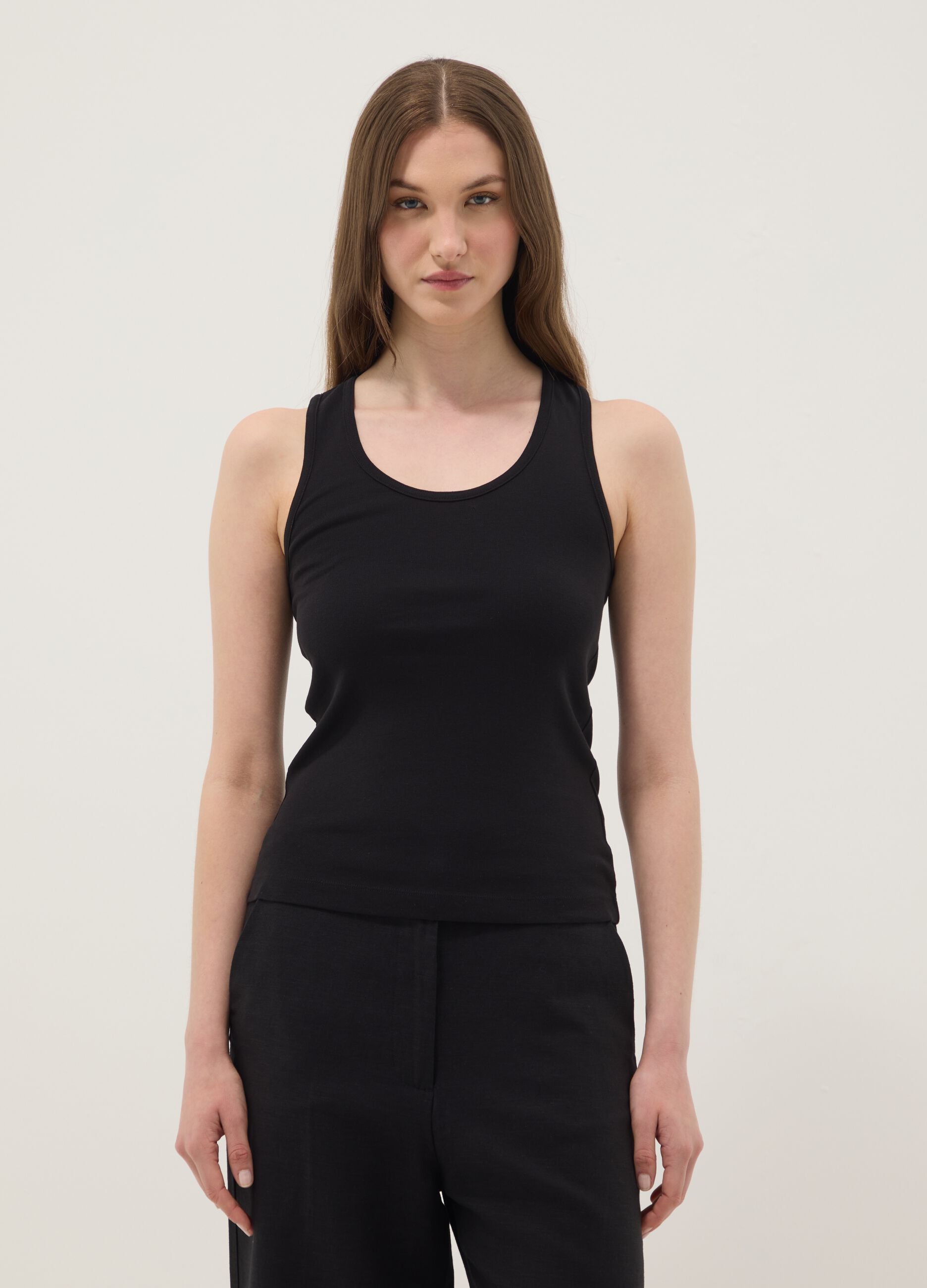 Black pure cotton tank top