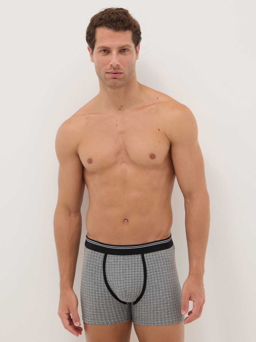 Tripack of multicolour check cotton stretch boxers, regular fit_0