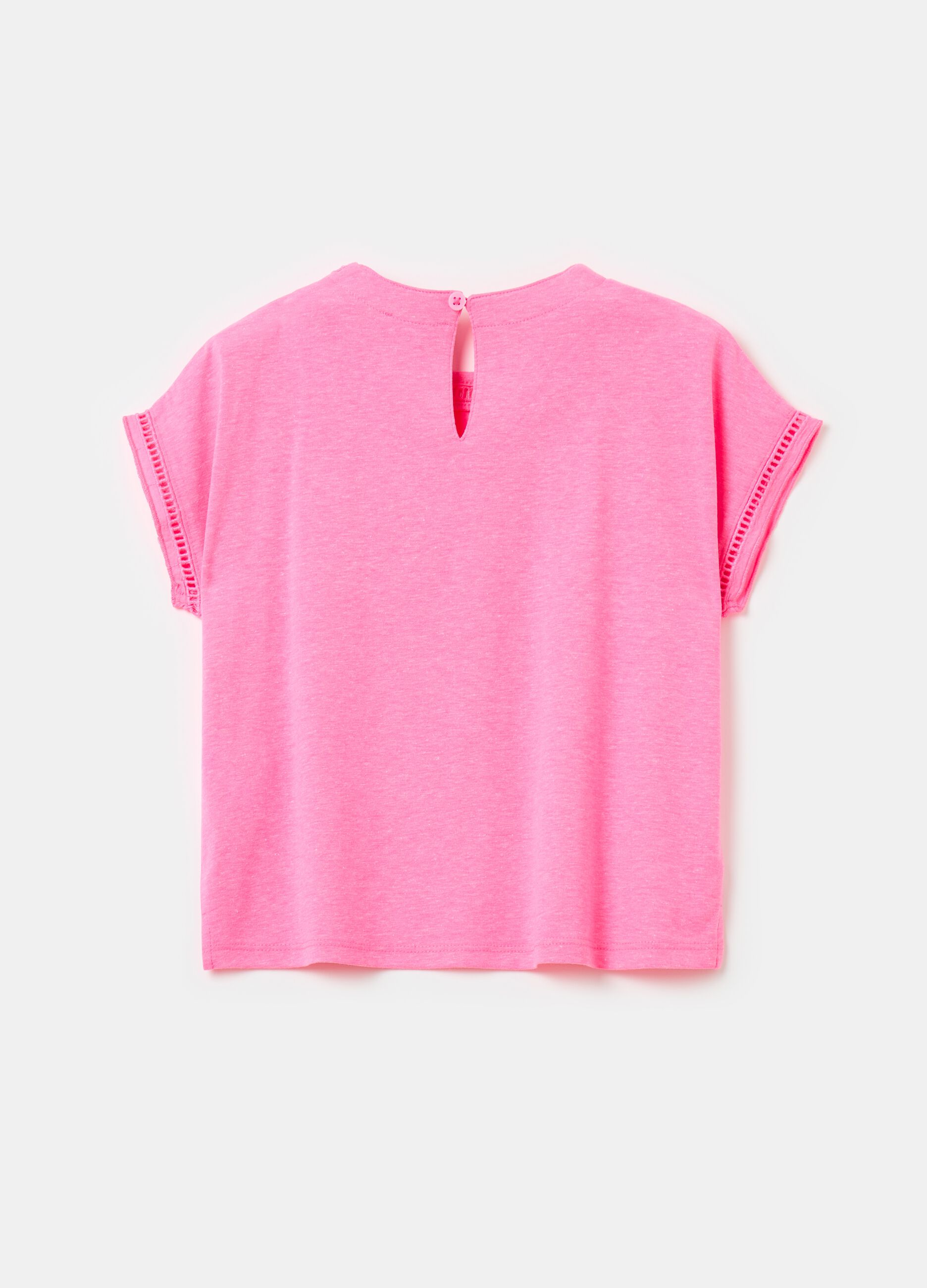 T-shirt tinta unita con inserti traforati