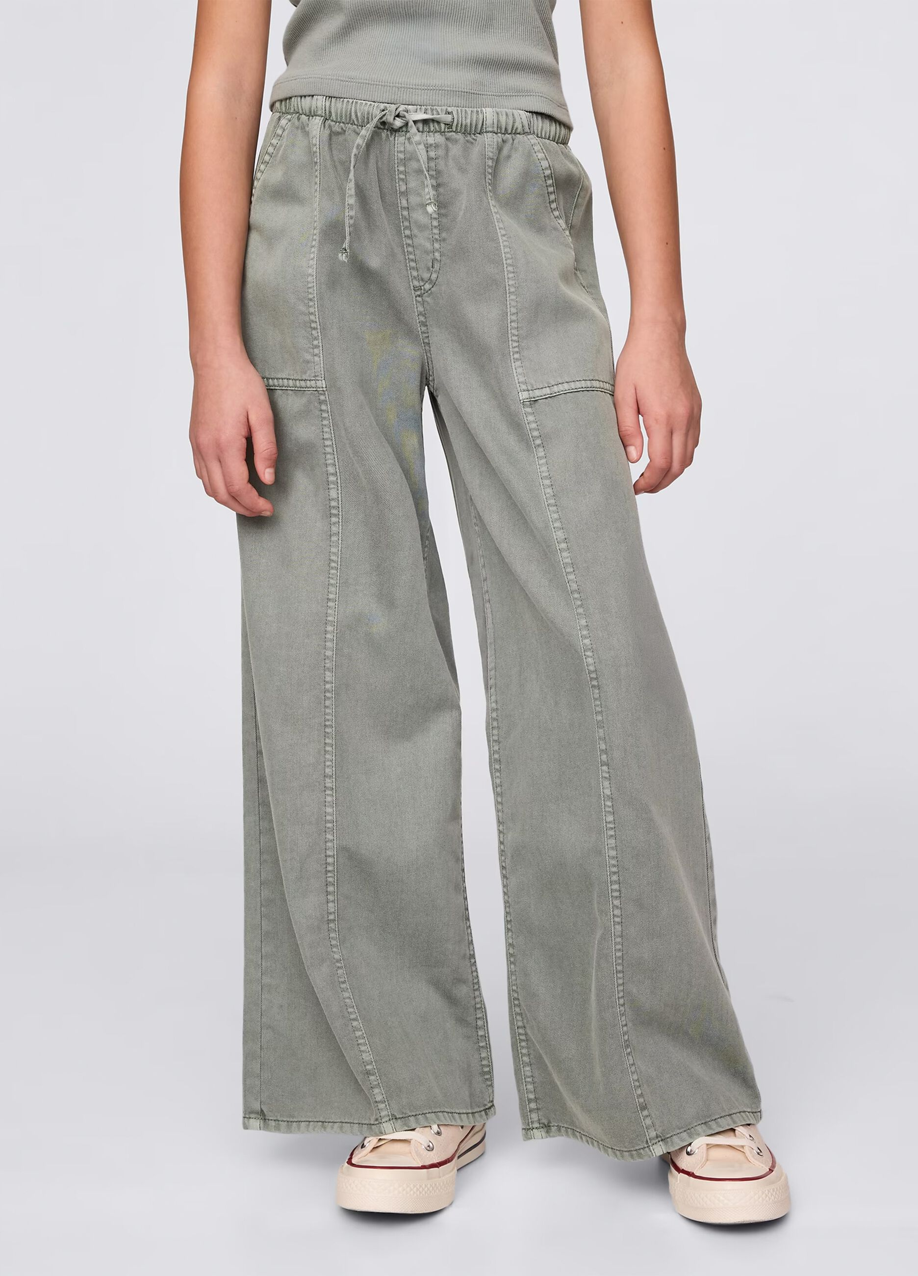 Green palazzo trousers in cotton and lyocell