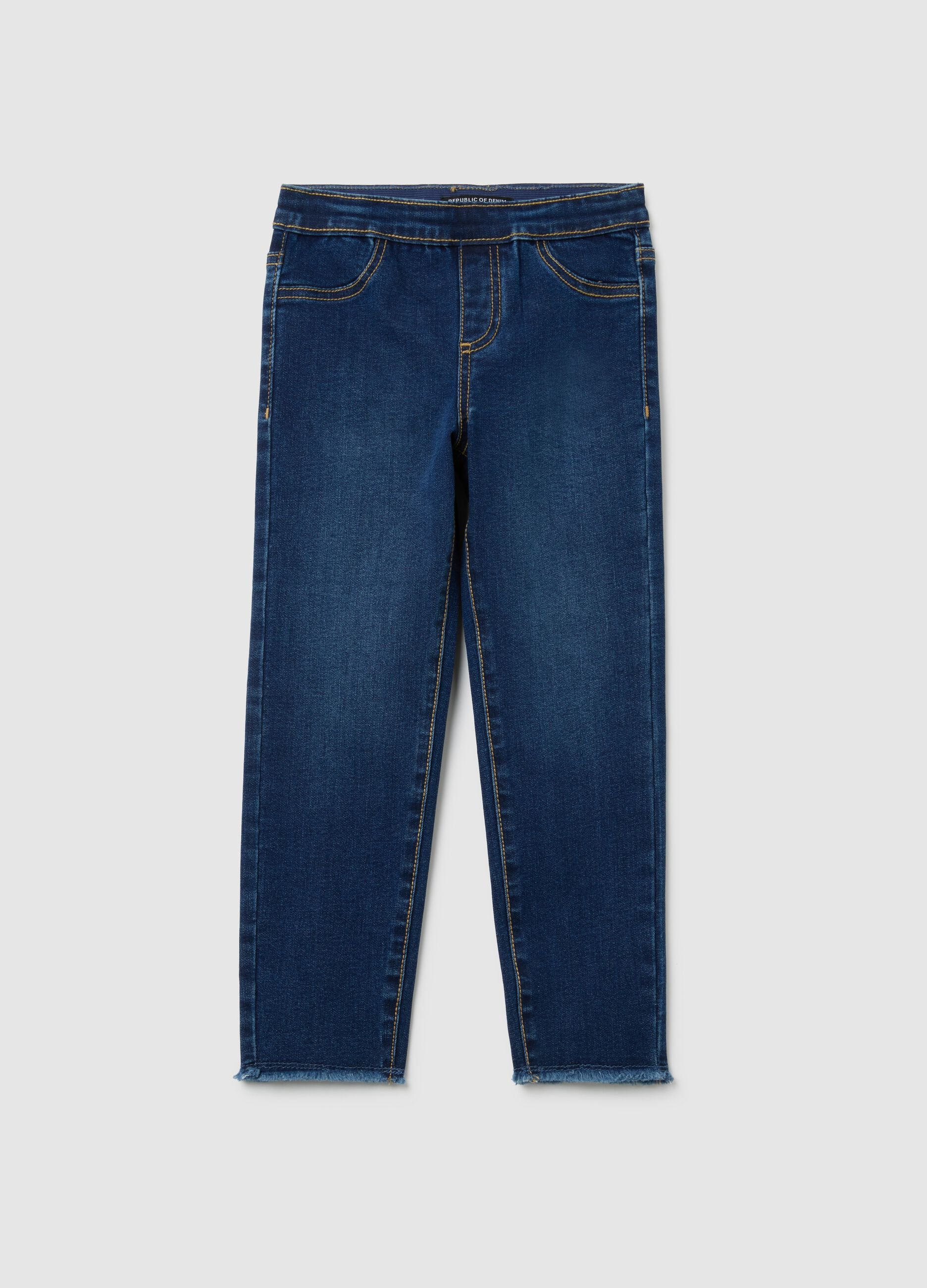 Girls' blue denim skinny fit jeggings