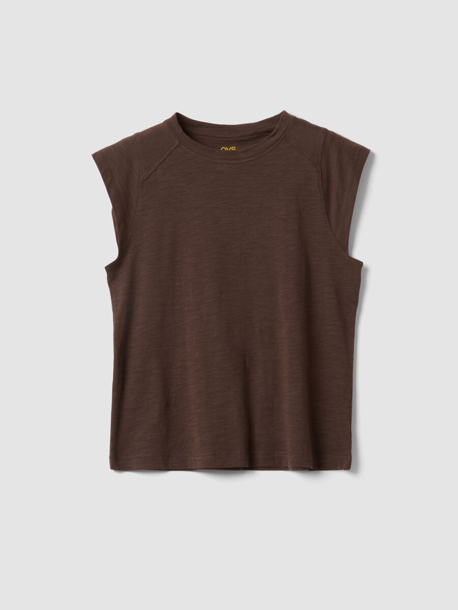 Brown regular fit pure cotton short sleeve T-shirt_4