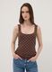 Brown fitted polka-dot stretch cotton top_2