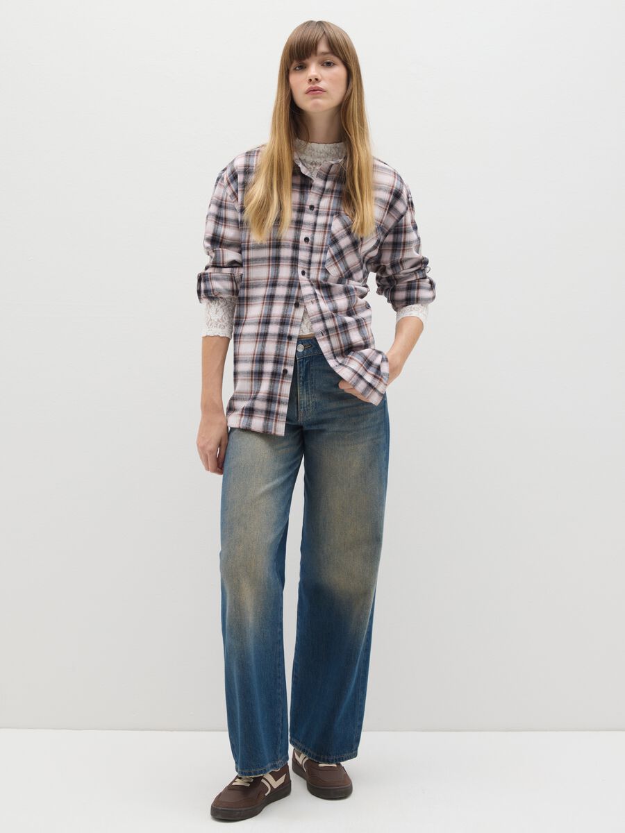 Pink flannel check shirt_1