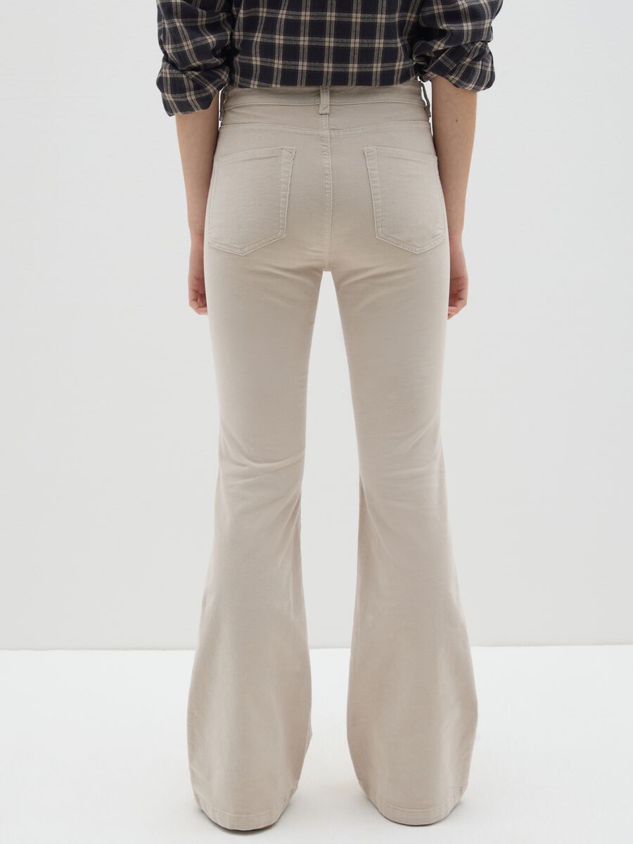 Flared Beige Stretch Trousers_2