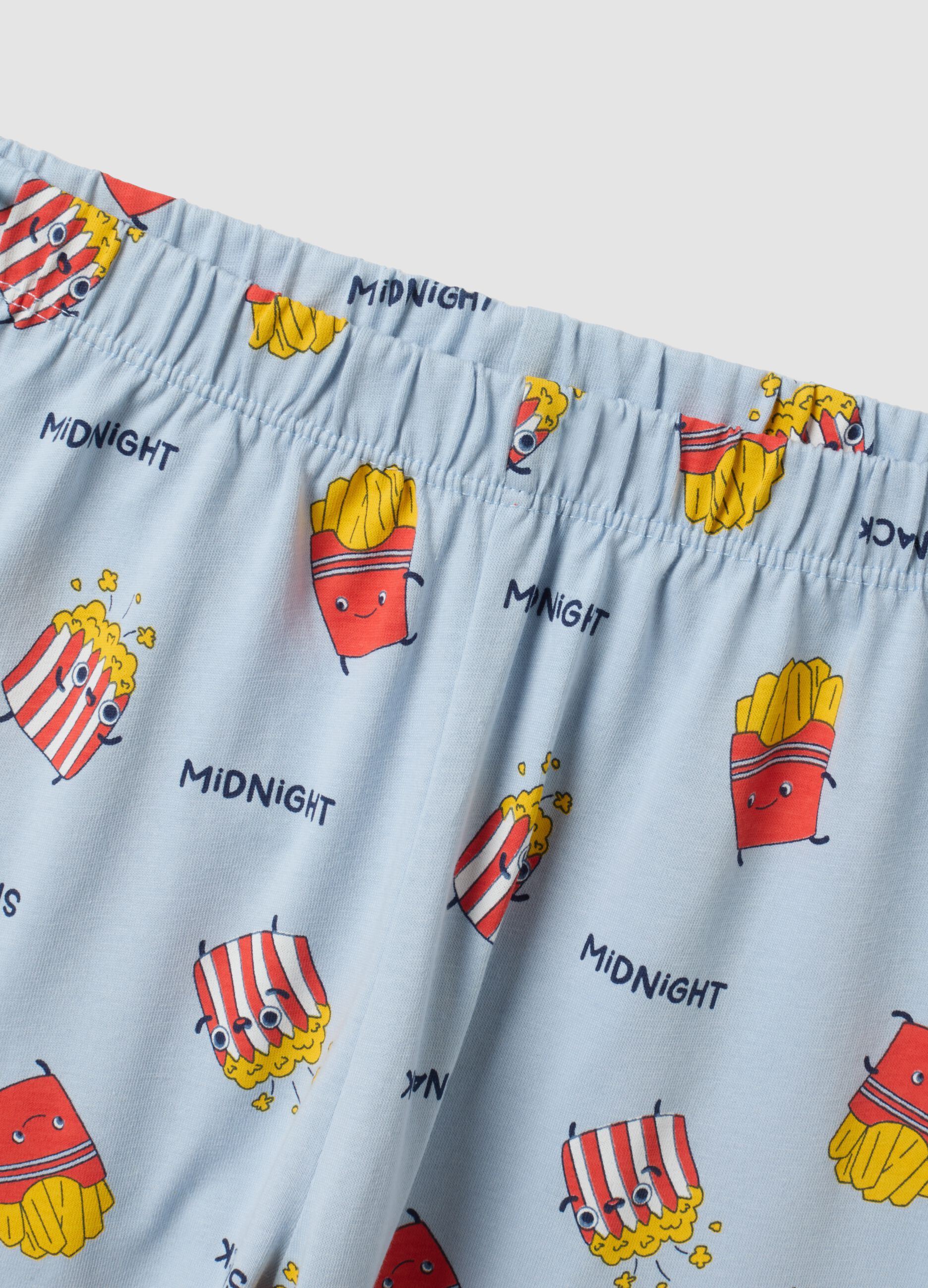 Light blue pure organic cotton pyjamas with all-over print for boys