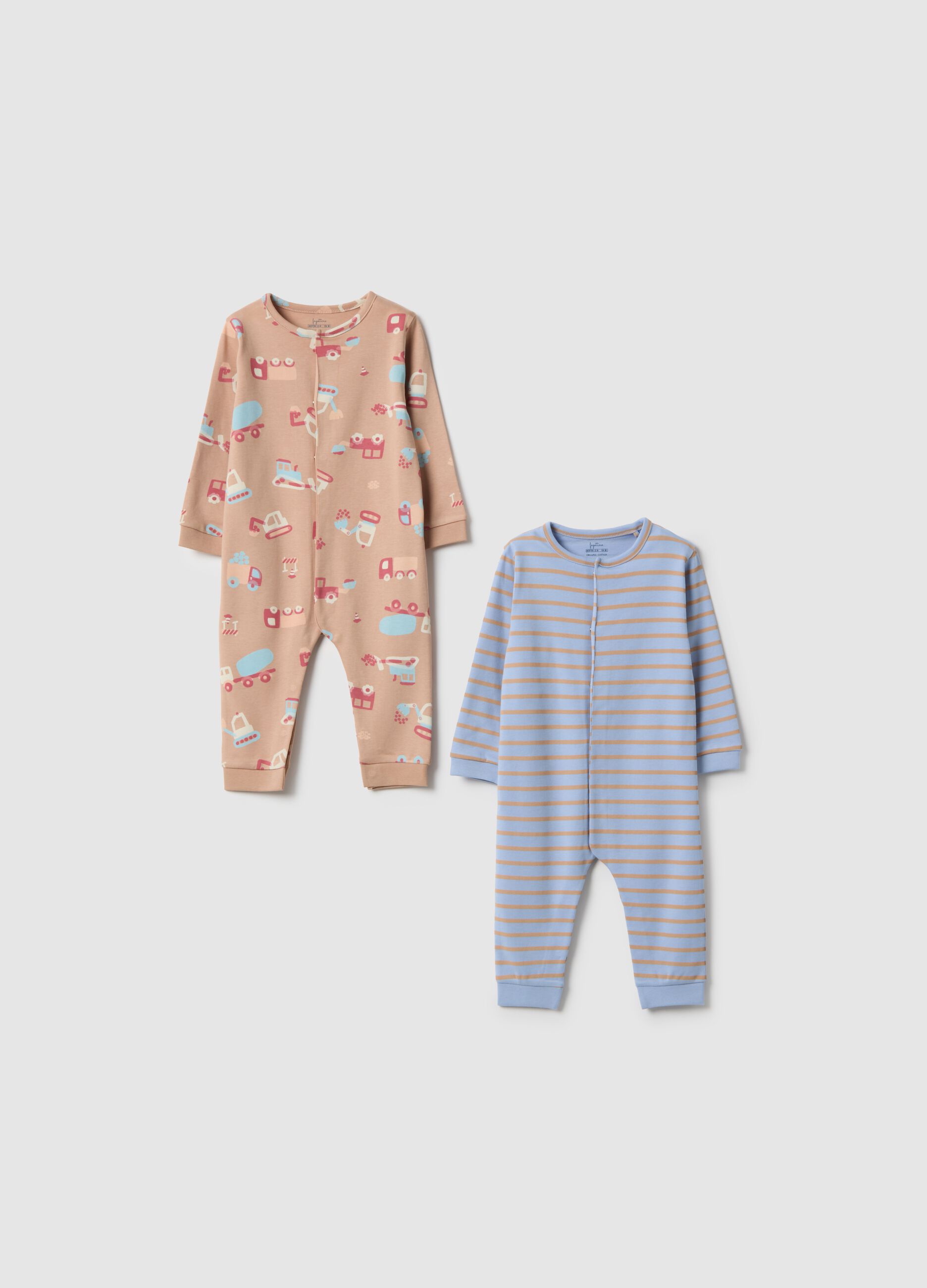 Multicolour pure cotton baby sleepsuit twin pack