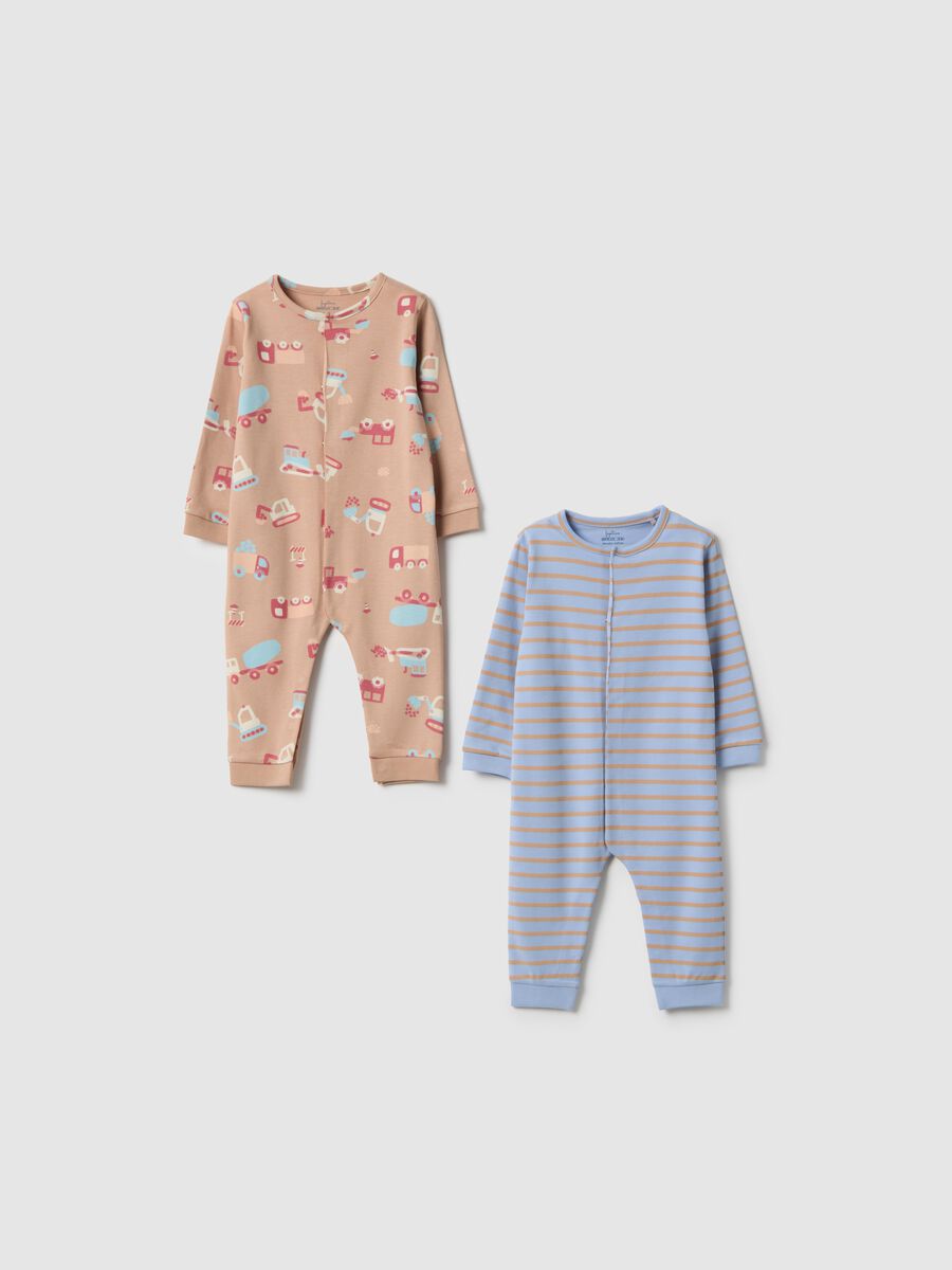Multicolour pure cotton baby sleepsuit twin pack_0