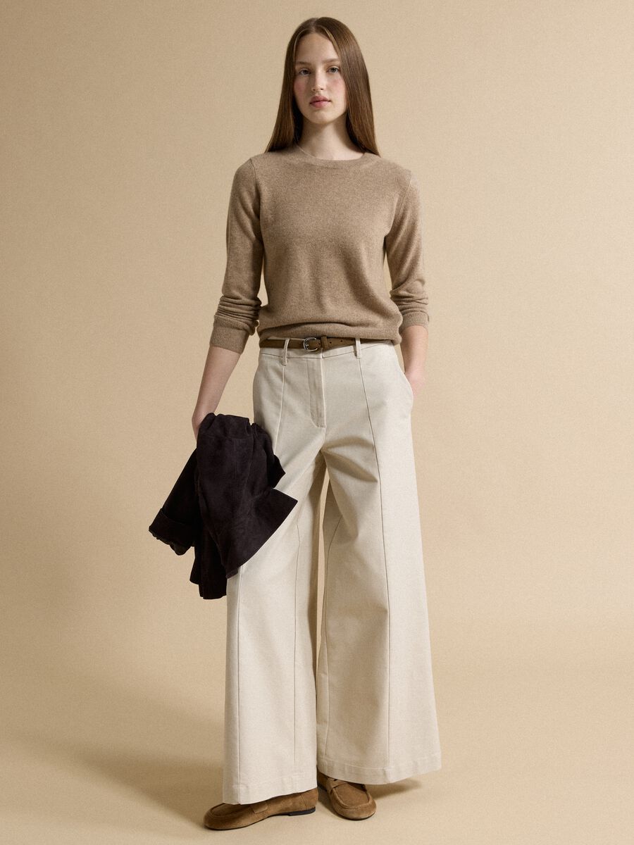Beige pure cashmere crew-neck jumper_2