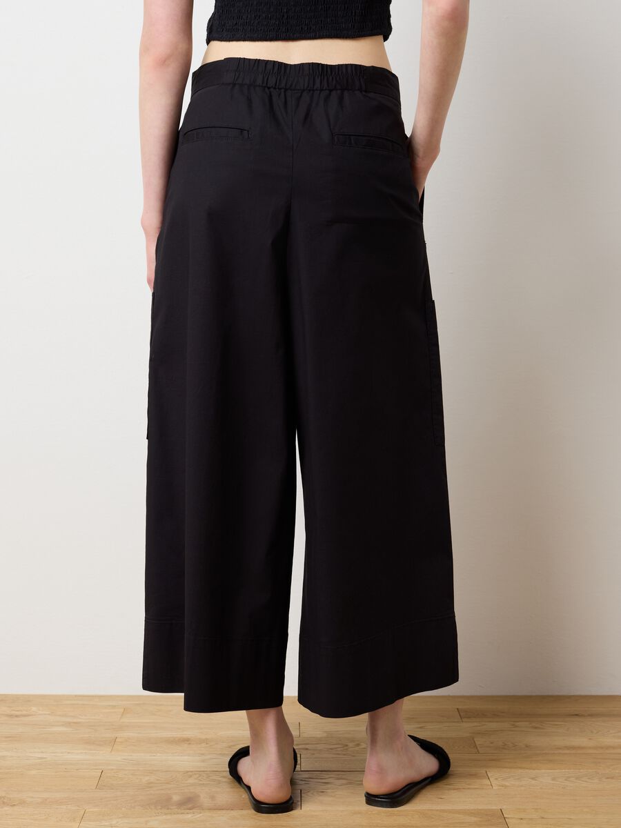 Women's black stretch cotton culottes_3