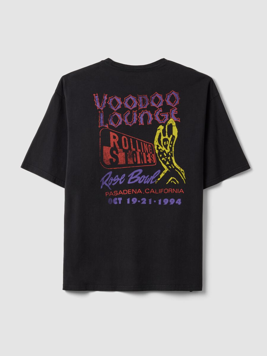 Black pure cotton T-shirt with Rolling Stones print_6