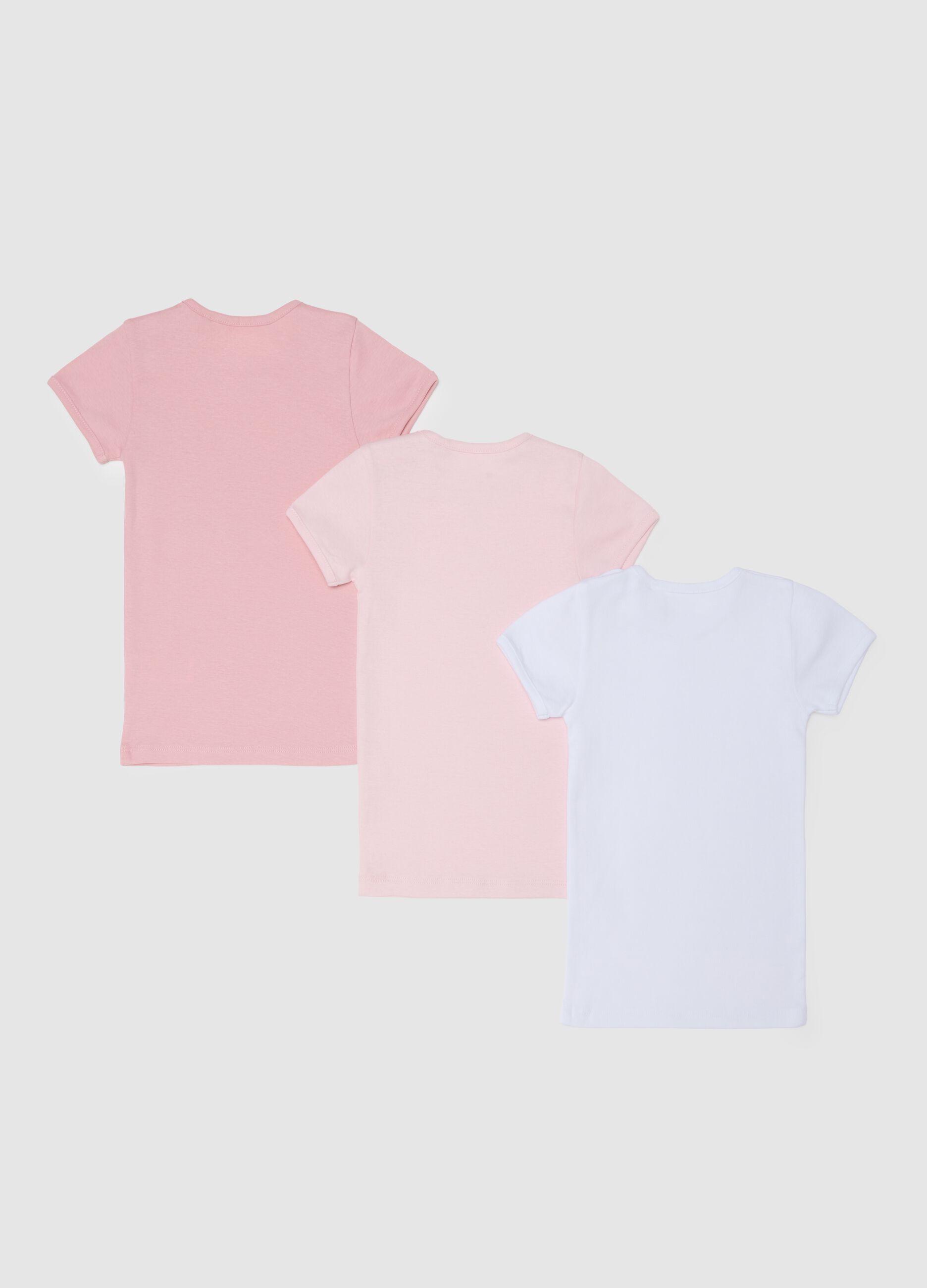 Girls' tripack of multicolour pure cotton regular fit t-shirts