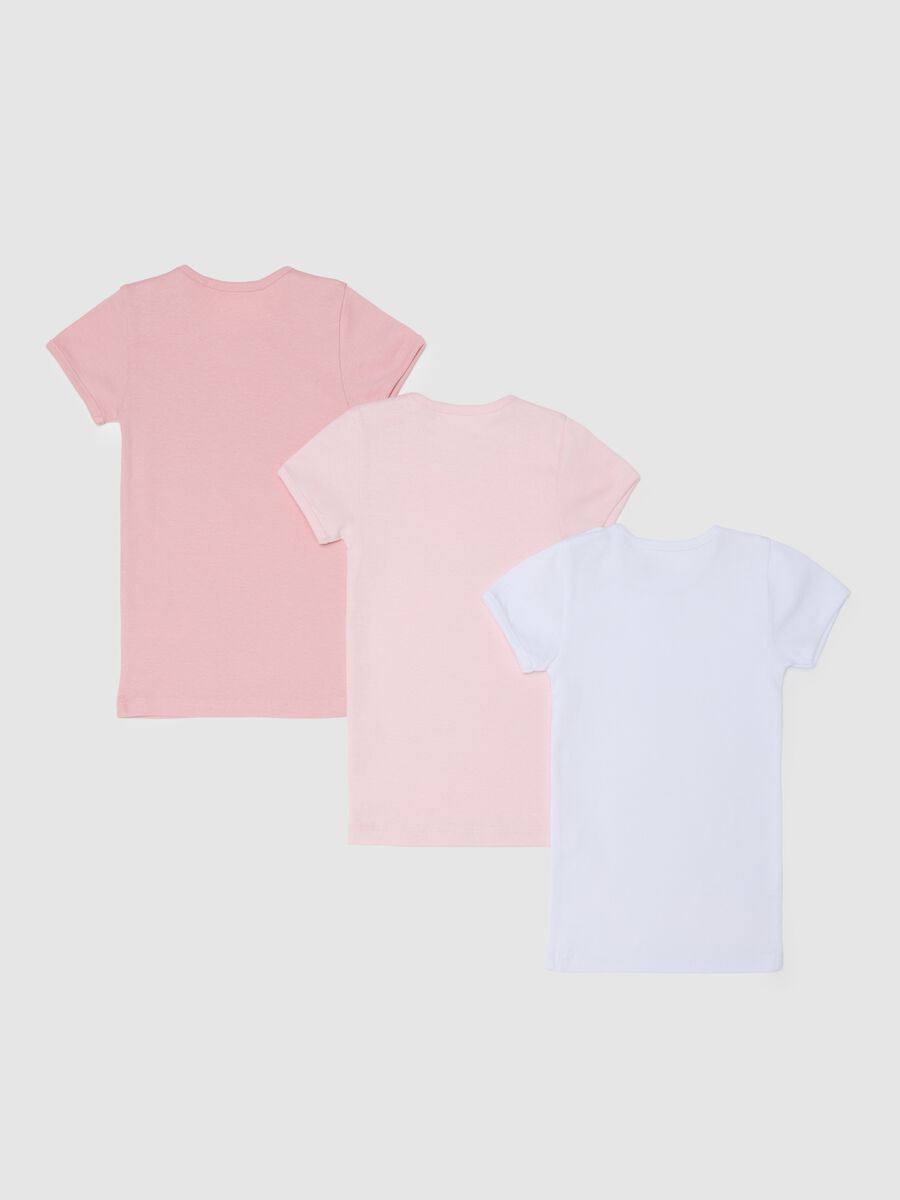 Girls' tripack of multicolour pure cotton regular fit t-shirts_1