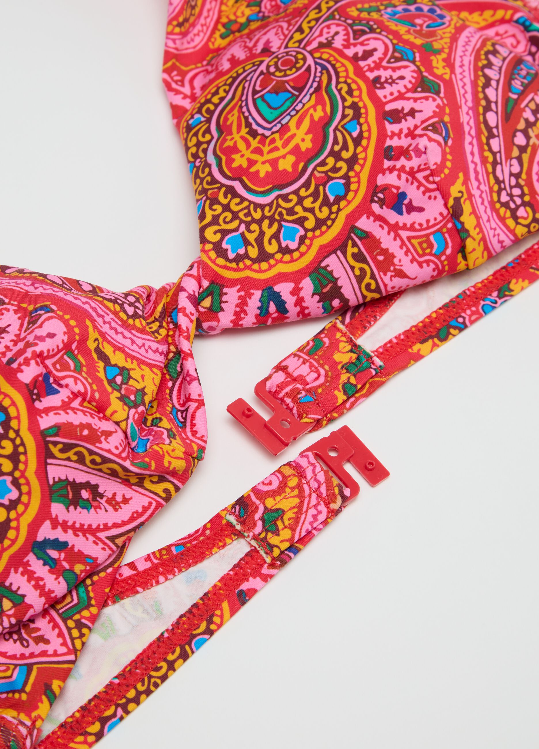 Top bikini da donna in tessuto elasticizzato multicolor