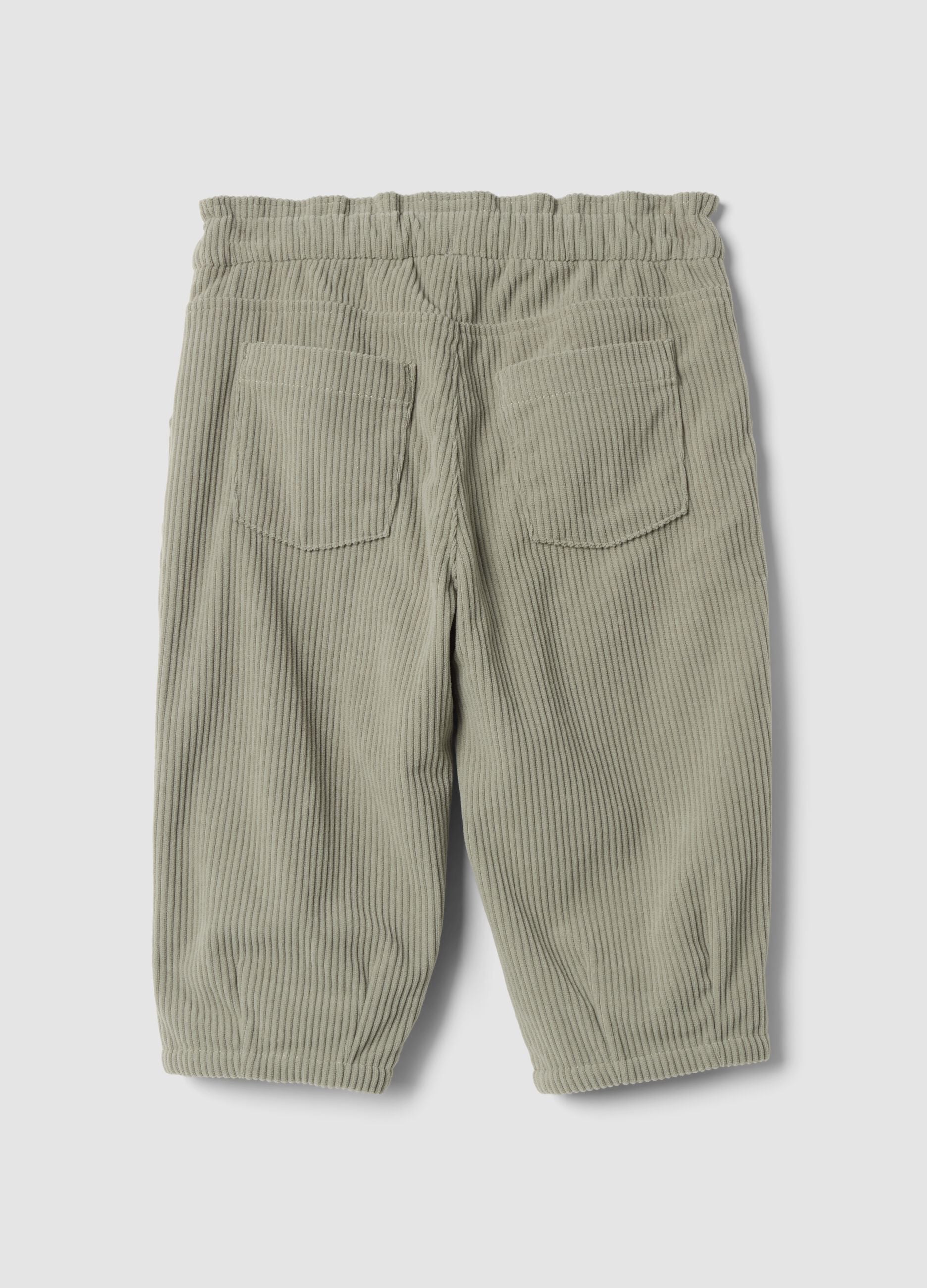 Pantaloni grigi a coste con vita elasticizzata