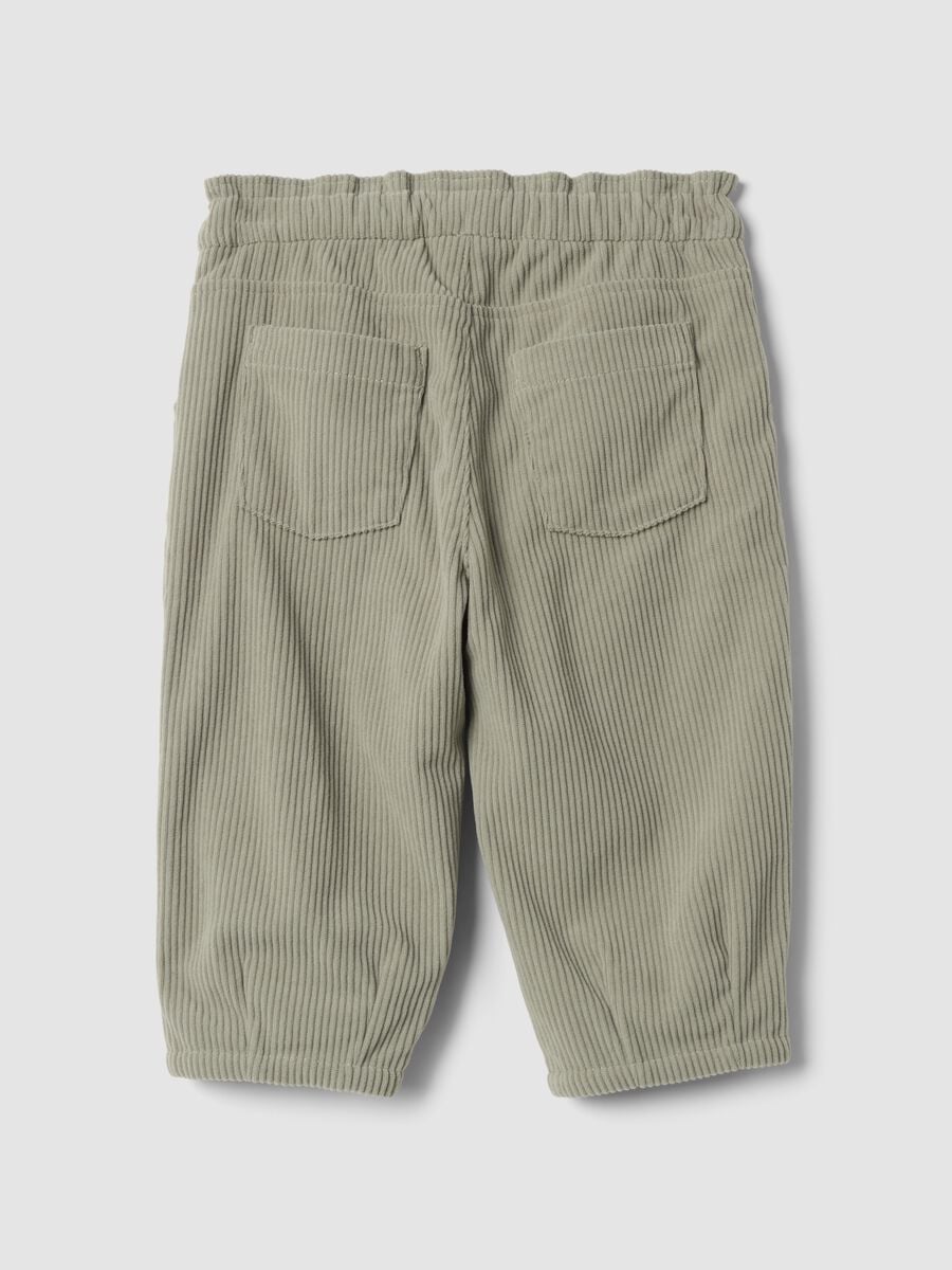 Grey ribbed trousers with elasticated waistband_1