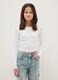 Girls' white slim fit stretch cotton T-shirt_0
