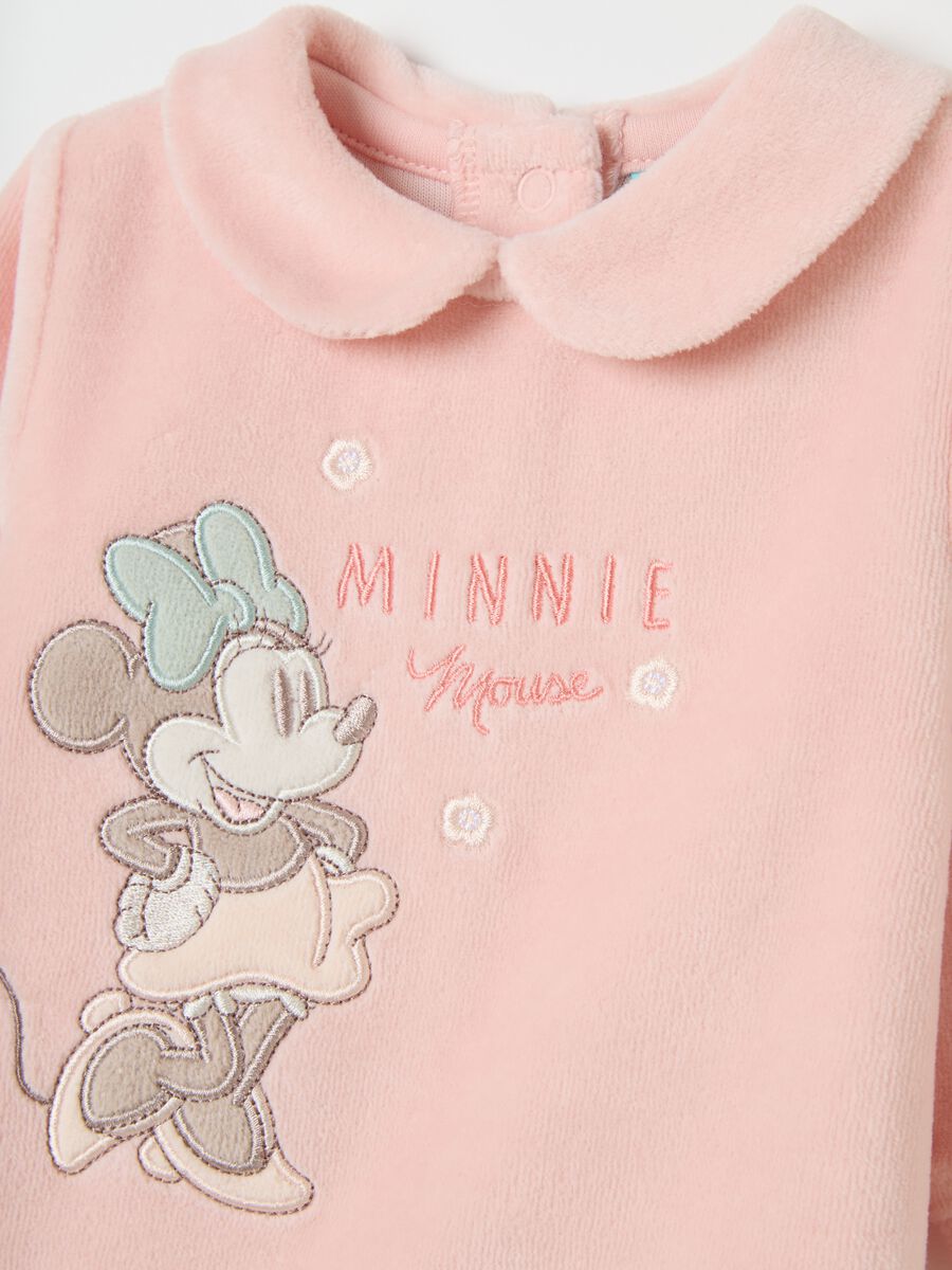 Baby girl's pink cotton blend onesie with Minnie print_2