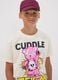 Children's regular fit beige pure cotton t-shirt with prints_0
