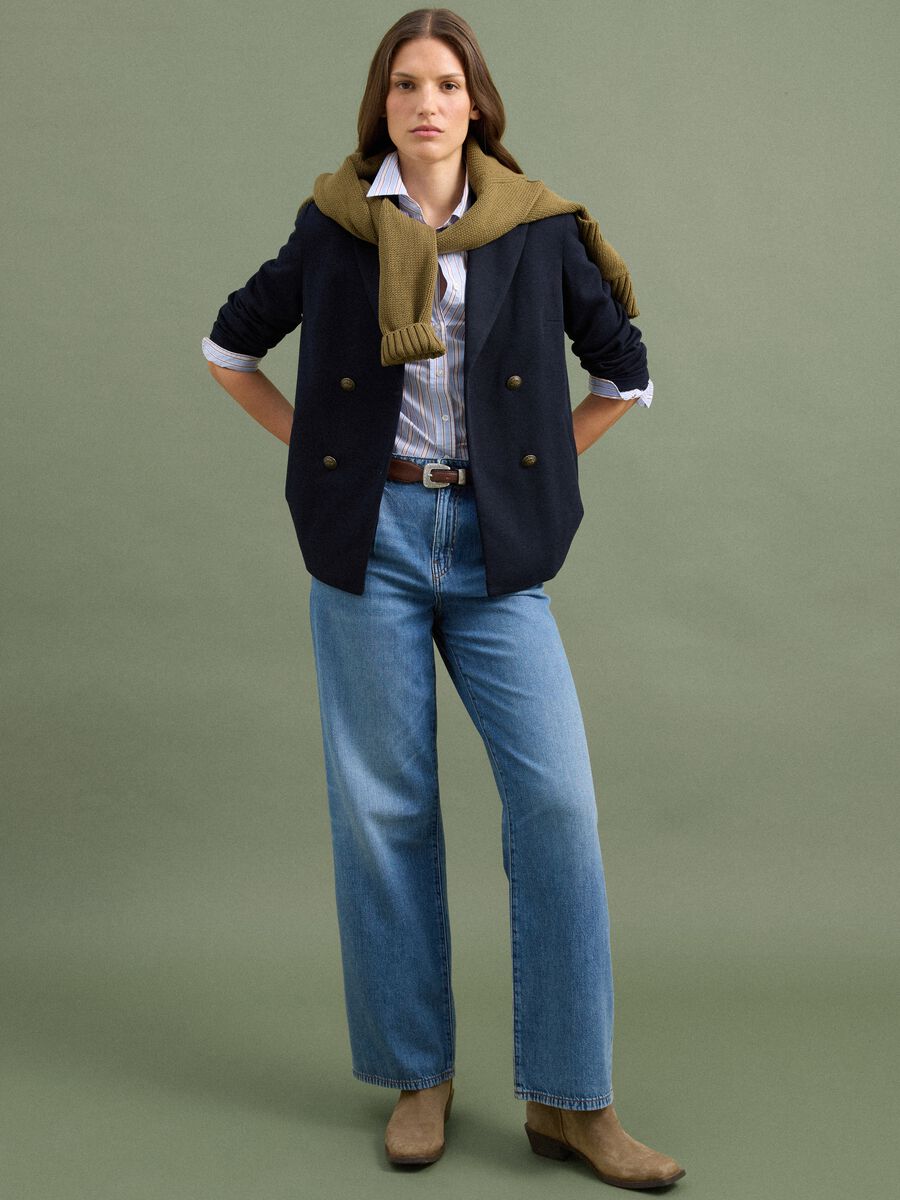 Blazer blu regular fit doppiopetto con rever classico_1