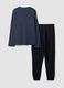 Navy blue pure organic cotton crew-neck pyjamas_2