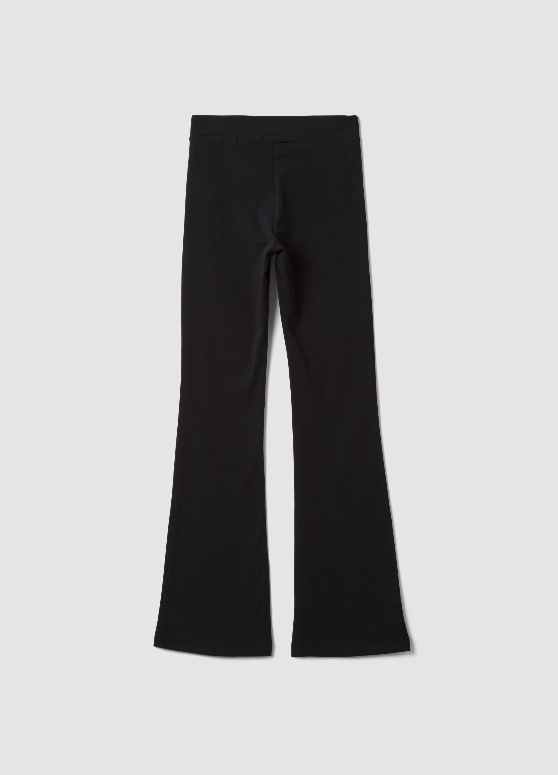 Girls' black flared leggings in stretch organic cotton
