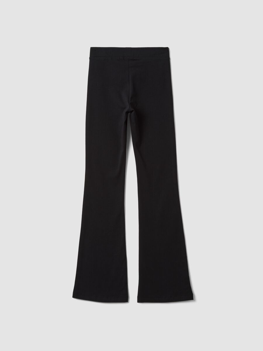 Leggings neri flare in cotone organico elasticizzato per ragazza_5